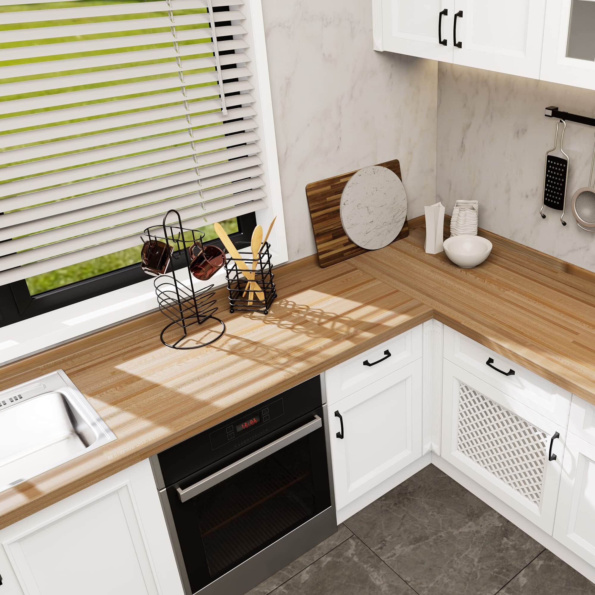 Consdan Butcher Block Countertop, 42 X 25 Inches, Usa Grown Solid Hard Maple Hardwood, For Kitchen Island, Laundry Room, Rv, Camper, Office Desk, Bar Table, Prefinished With Food-Safe Oil, 1.5"" Thick