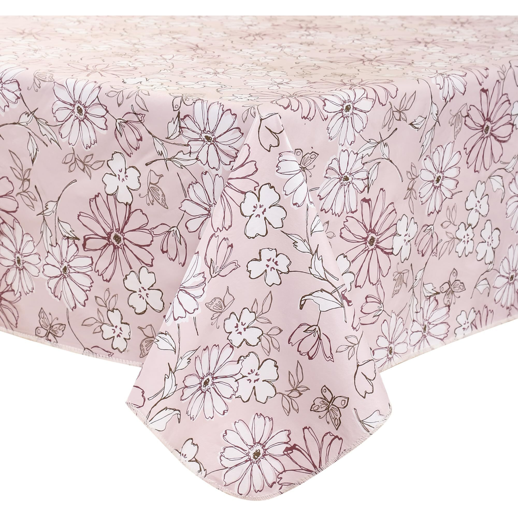 Heavy Duty Vinyl Tablecloth With Flannel Backing Waterproof Oil-Proof Plastic Table Cloth Stain-Resistant Wipeable Rectangle Or Square Table Cover For Indoor And Outdoor (Red Flower