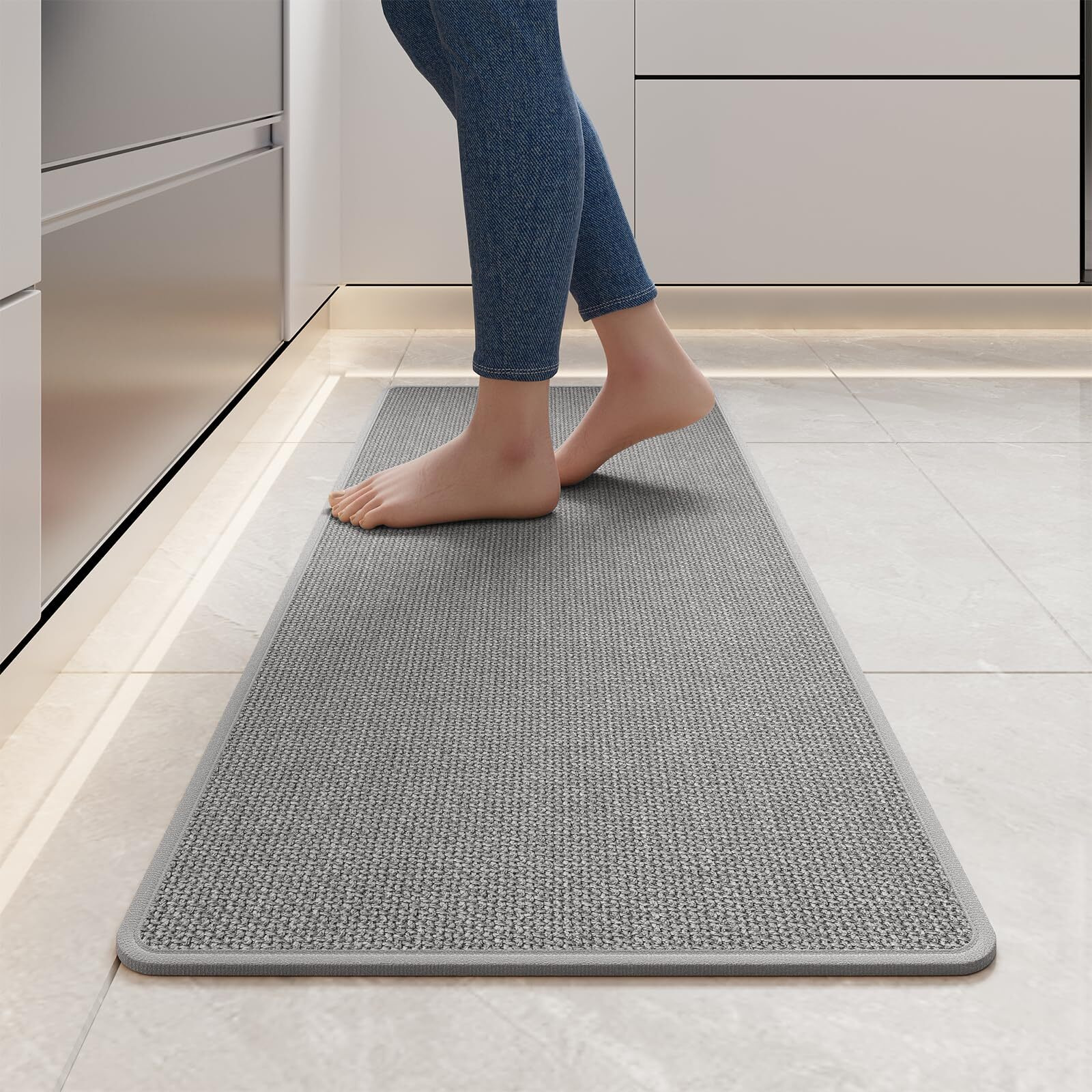 Ydkgl Non Slip Kitchen Rugs, Oil And Water Absorbent Runner Rugs For Kitchen, Kitchen Mat In Front Of Sink,17X47 Gray Kitchen Mat,Non-Slip And Durable Kitchen Mats For Floor