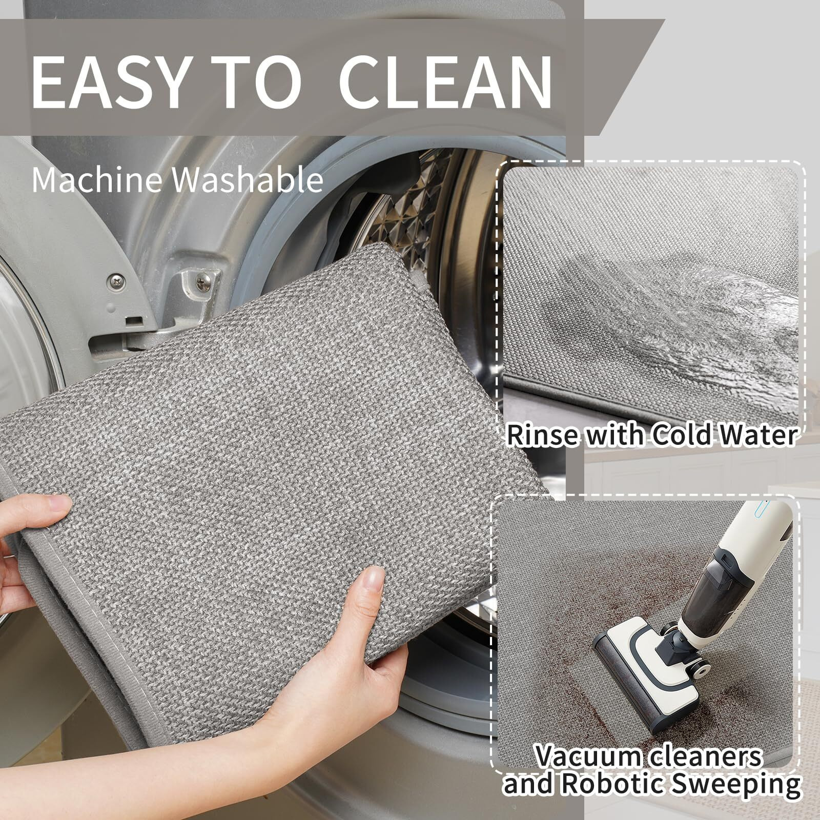 Ydkgl Non Slip Kitchen Rugs, Oil And Water Absorbent Runner Rugs For Kitchen, Kitchen Mat In Front Of Sink,17X47 Gray Kitchen Mat,Non-Slip And Durable Kitchen Mats For Floor