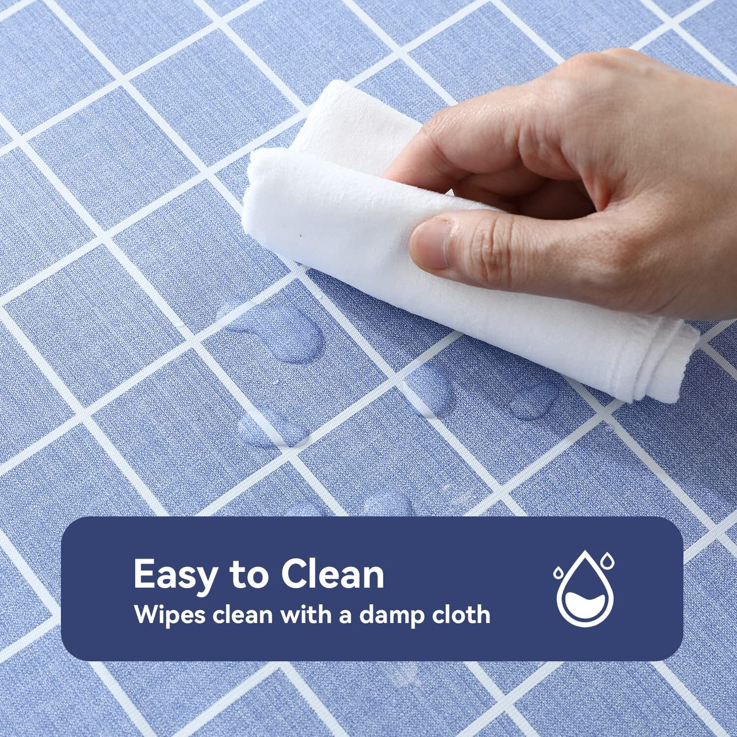 Romanstile Rectangle Plastic Tablecloth, 100% Waterproof Oil-Proof Checkered Pvc Table Cloths, Heavy Duty Vinyl Table Covers For Dining, Camping, Picnic, Outdoor - 52 X 70 Inch, Blue