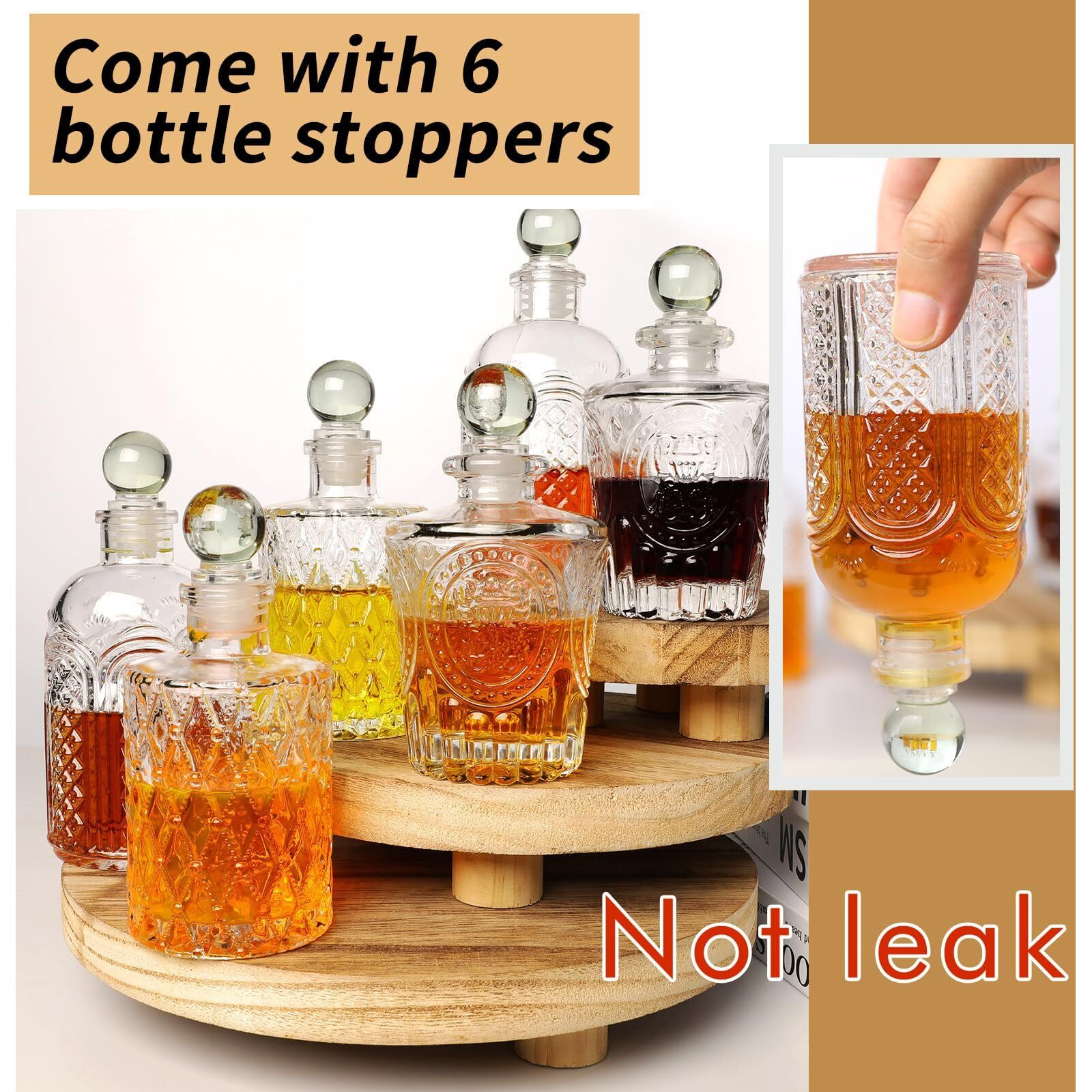 Inftyle Syrup Bottle Set Of 6 - Syrup Dispenser With Leak-Proof Lids Pour Spout Ideal For Coffee Syrups,Honey,Condiments,Olive Oil