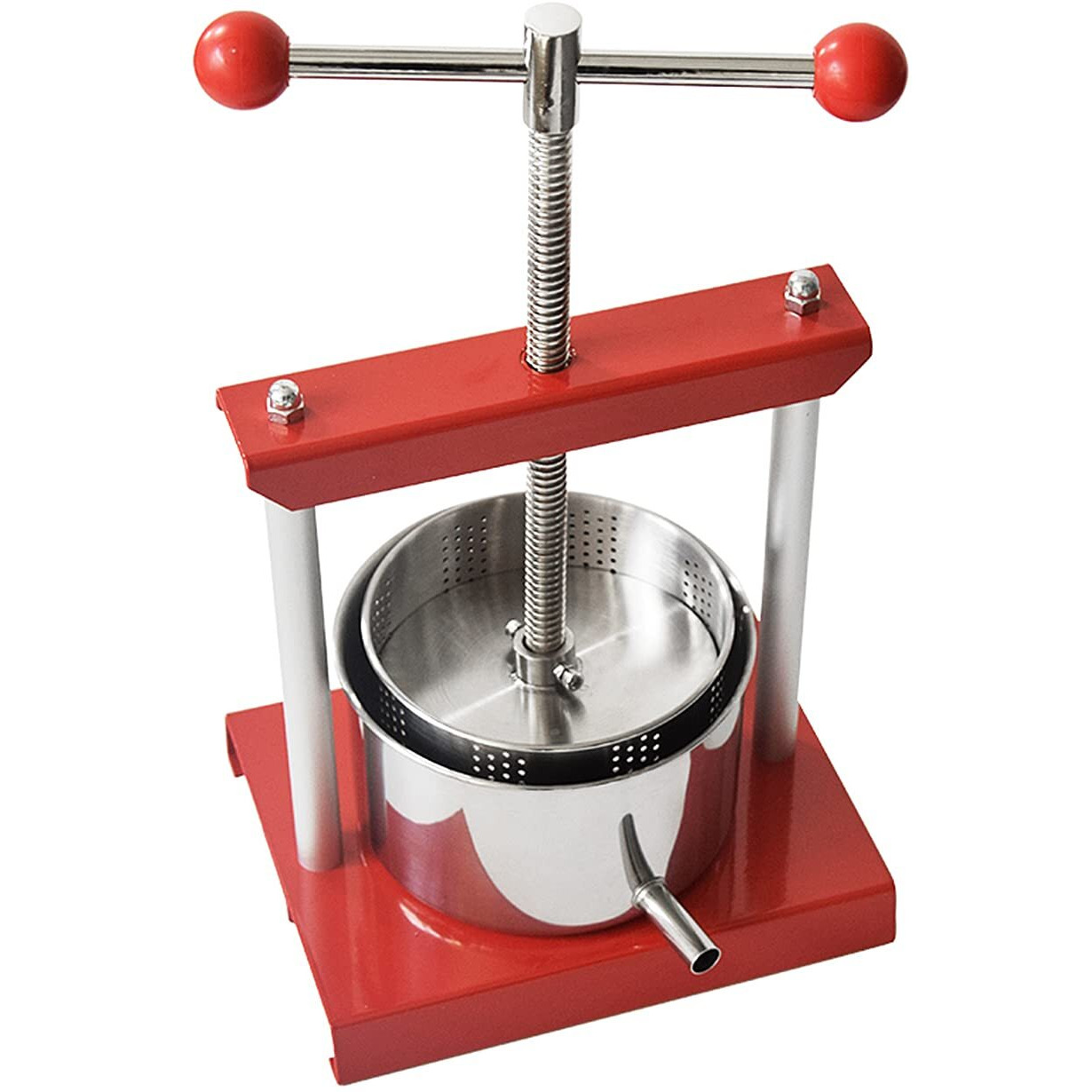 Squeeze Master Cheese Tincture Herb Fruit Wine Manual Press -0.8Gallon/ 3 Litre-Power Ball Handle-Stainless Steel & Iron For Juice,Cider,Wine,Olive Oil