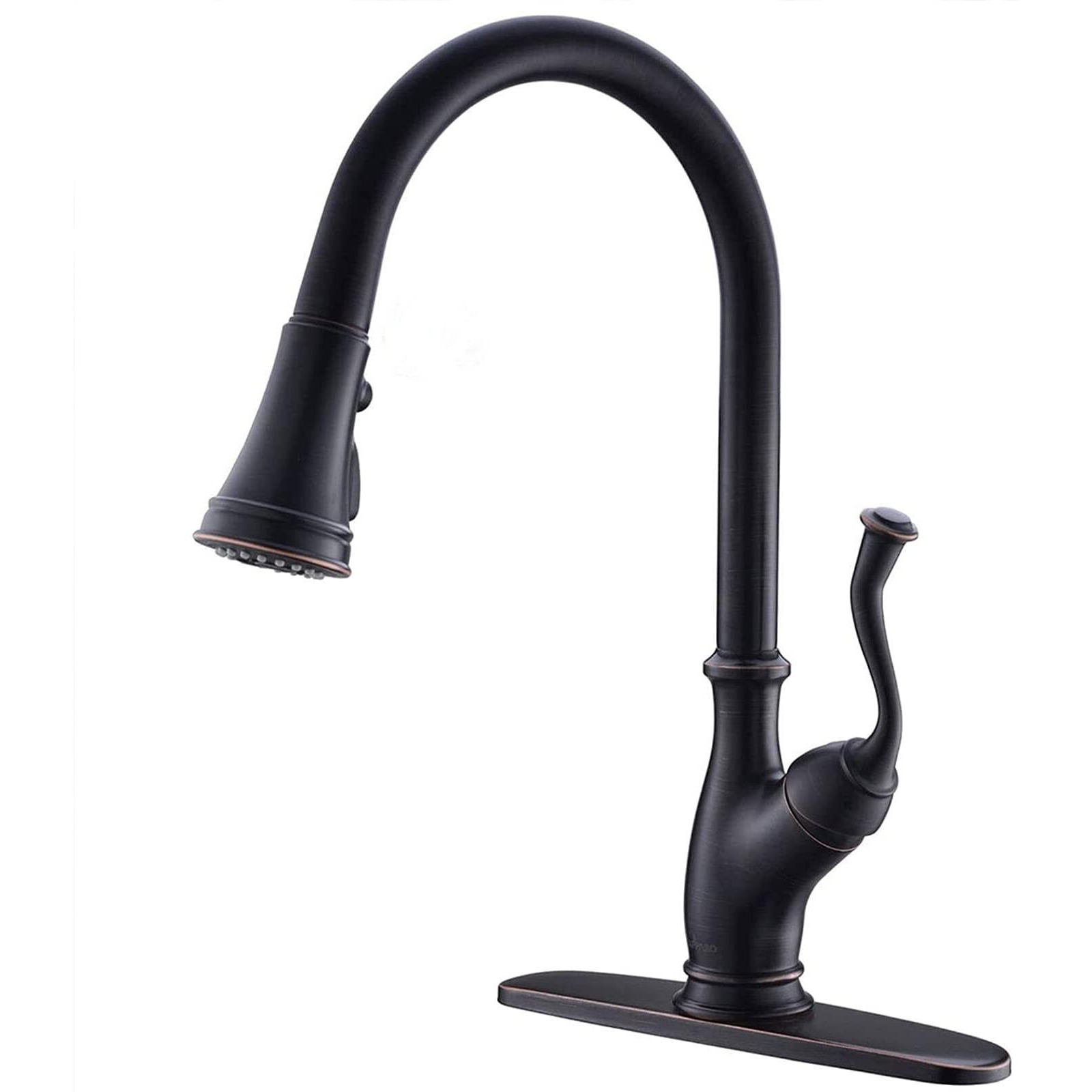 Appaso Bronze Kitchen Faucet With Sprayer, Antique Single Handle High Arc Single Hole Pull Out Kitchen Sink Faucets Oil Rubbed Bronze