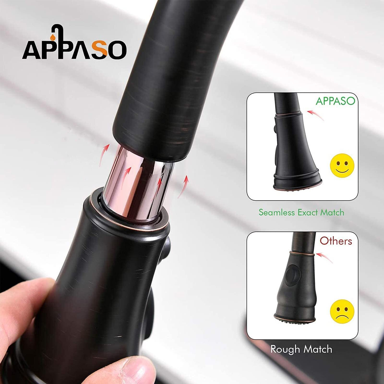 Appaso Bronze Kitchen Faucet With Sprayer, Antique Single Handle High Arc Single Hole Pull Out Kitchen Sink Faucets Oil Rubbed Bronze