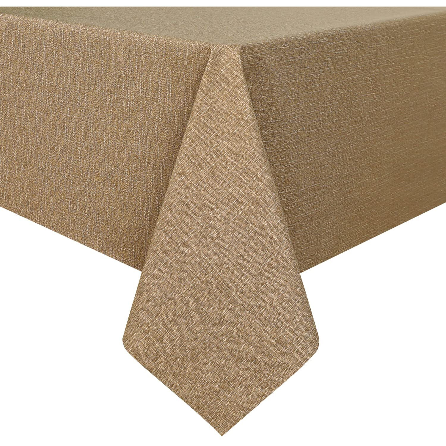 Romanstile 100% Waterproof Pvc Tablecloth, Square Oil Spill Proof Stain Resistant Vinyl Table Cloth, Wipe Clean Plastic Table Covers For Kitchen/Dining/Parties - 54 X 54 Inch, Caramel