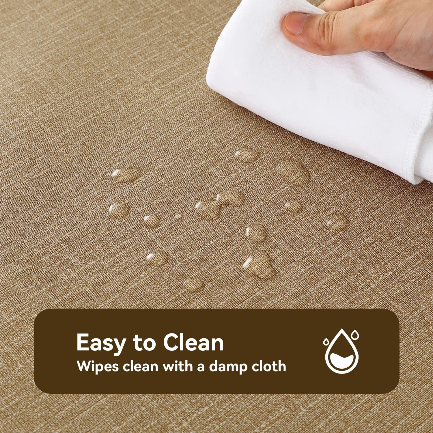 Romanstile 100% Waterproof Pvc Tablecloth, Square Oil Spill Proof Stain Resistant Vinyl Table Cloth, Wipe Clean Plastic Table Covers For Kitchen/Dining/Parties - 54 X 54 Inch, Caramel