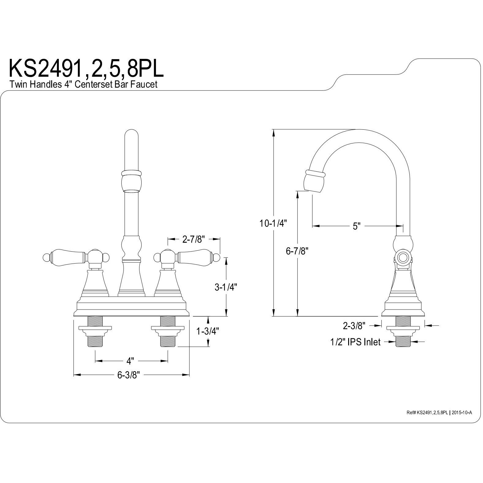 Kingston Brass Ks2495Pl Governor Bar Faucet, 5"", Oil Rubbed Bronze