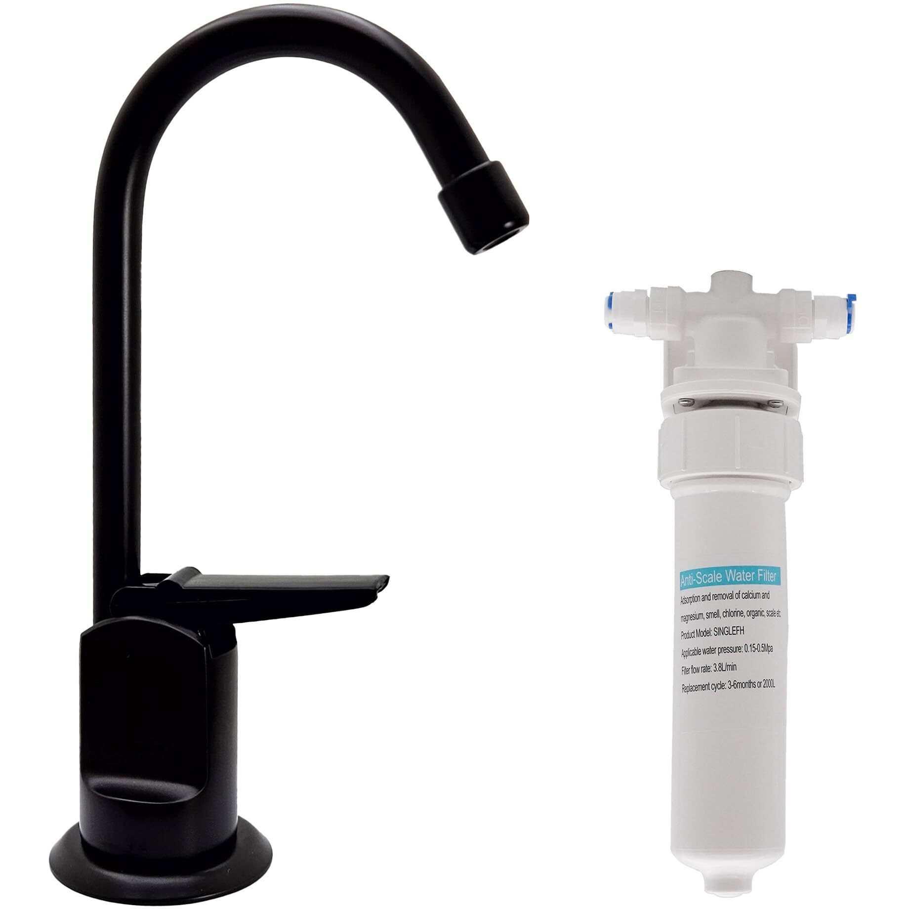 6"" Touch-Flo Style Pure Water Dispenser Faucet With Under Sink In-Line Water Filter Unit, A203F-12, Oil Rubbed Bronze