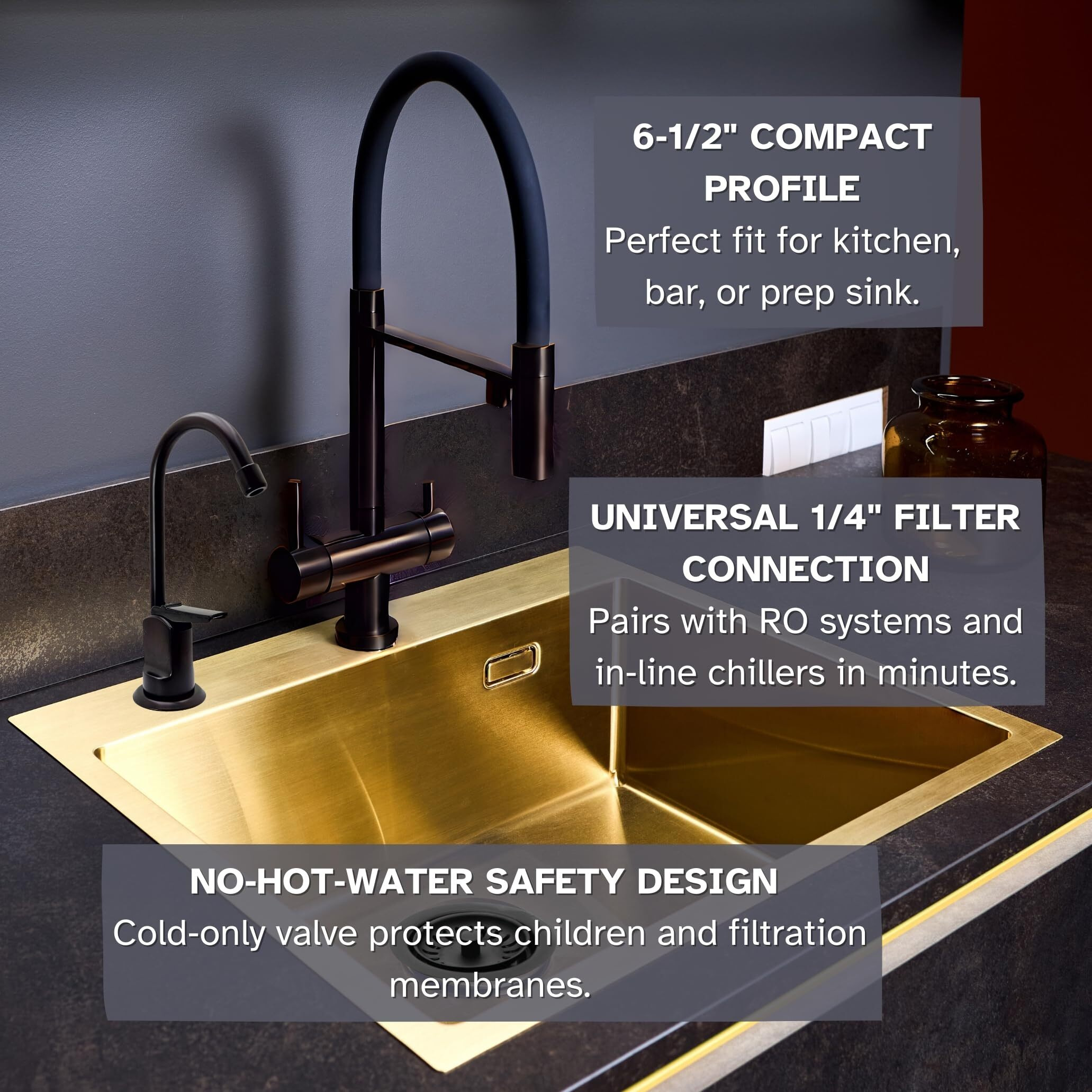 6"" Touch-Flo Style Pure Water Dispenser Faucet With Under Sink In-Line Water Filter Unit, A203F-12, Oil Rubbed Bronze