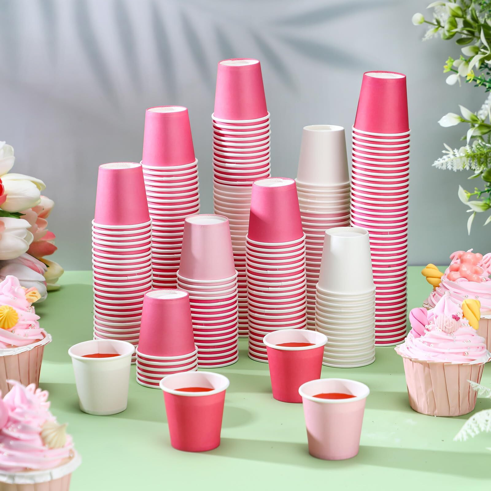 Sawysine 300 Count 3 Oz Disposable Small Paper Cups Bathroom, Mouthwash, Espresso & Snack Cups For Party, Office, Coffee, Juice & Water(Gradient Pink)