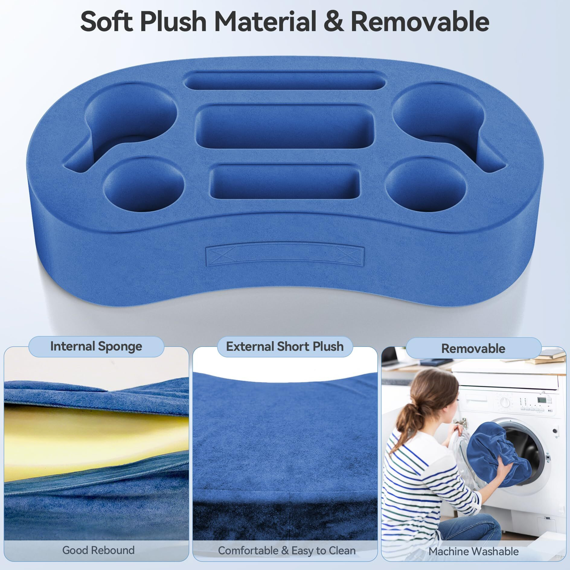 Lvvil Couch Cup Holder Pillow With 7 Slots, Couch Organizer Caddy & Buddy With Customized Game Controller Hole, Removable & Washable Drink Pillow Gamer Gift For Remote, Phone, Snack