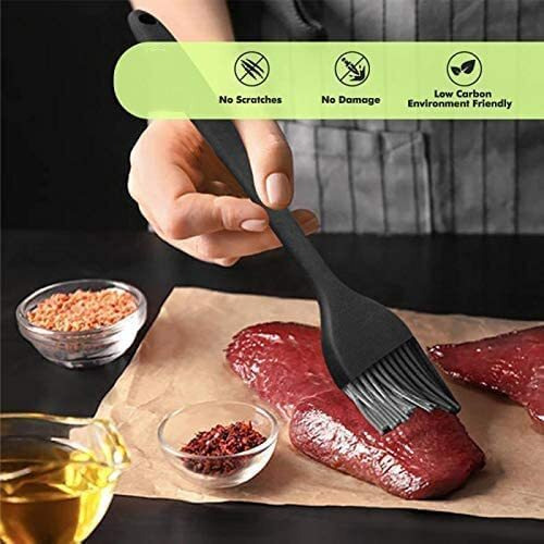 Surdoca Silicone Pastry Basting Brush - 2Pcs 10 + 8 In Heat Resistant Brush For Baking Cooking Food, Bpa Free Kitchen Brush For Sauce Butter Oil, Stainless Steel Core Design For Barbecue Bbq Grilling