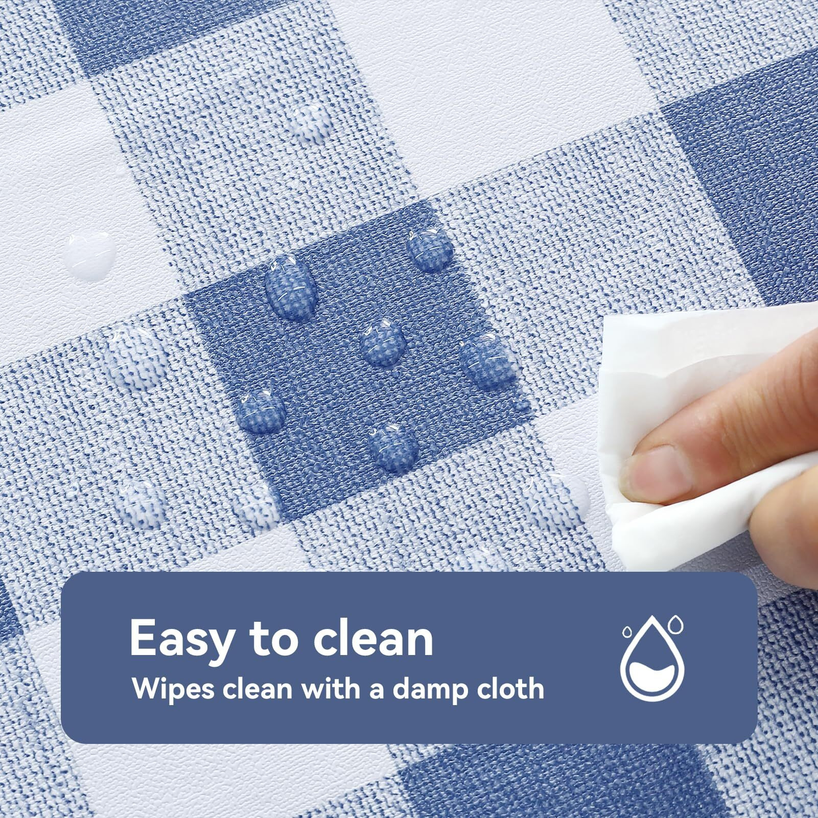 Romanstile Rectangle Plastic Tablecloth, 100% Waterproof Oil-Proof Checkered Pvc Table Cloth, Heavy Duty Vinyl Table Cover For Dining, Camping, Picnic, Outdoor - 52 X 70 Inch, Light Blue And White