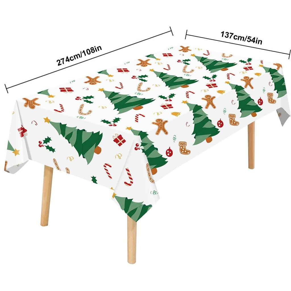 2 Pack Christmas Tree Plastic Tablecloths Disposable Xmax Table Covers Table Cloths For Bbq Picnic Birthday Christmas Parties Covers Waterproof Oil-Proof Table Cloth Thin Table Cloths 54 X 108 In