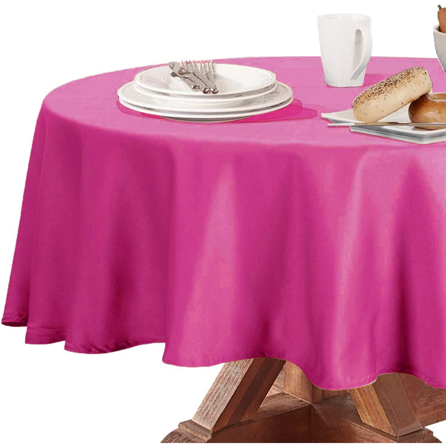 Obstal Round Table Cloth, Oil-Proof Spill-Proof And Water Resistance Microfiber Tablecloth, Decorative Fabric Circular Table Cover For Outdoor And Indoor Use (Plum Red, 70 Inch Diameter)