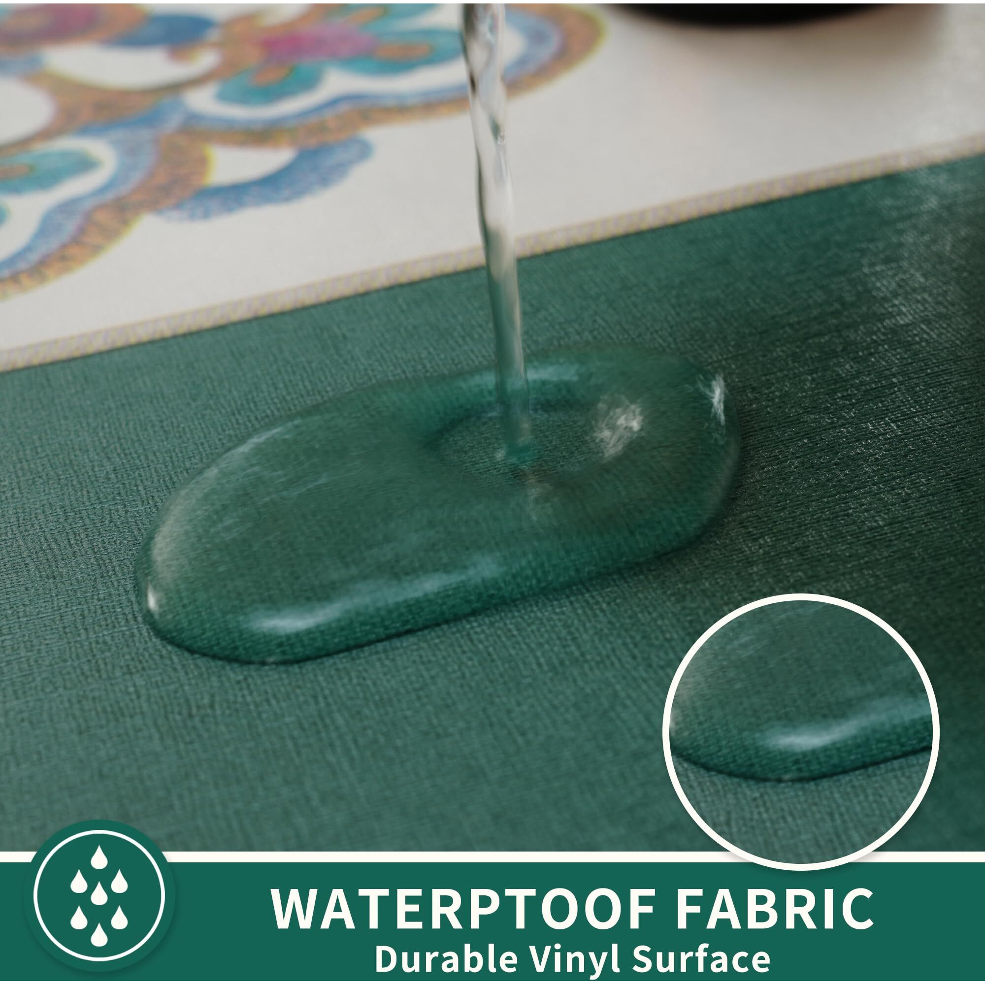 Homoheini Rectangle Table Cloth,100% Waterproof Tablecloth Oil Proof Spill Proof Vinyl Table Cloth, Wipe Clean Plastic Table Cover For Dining, Camping, Indoor And Outdoor 54"" X 78"",Flower-Dark Green