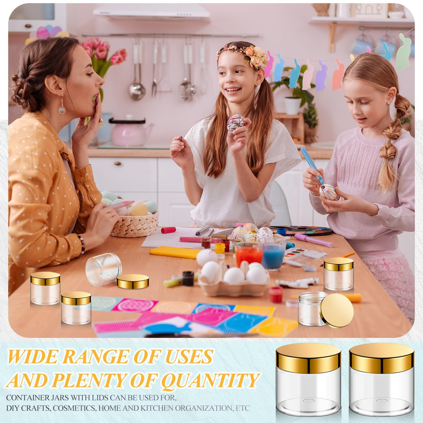 Satinior 36 Pieces Plastic Jars With Lids Round Leak Proof Airtight Container Cosmetic Small Empty Jars For Lotions Ointments Travel Toiletries Creams Make Up Storage(10 Oz,Gold)