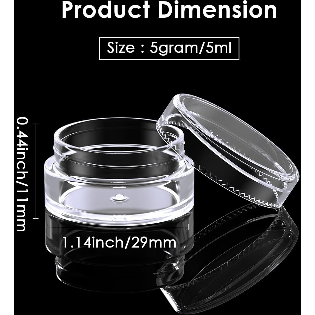 50 Pack 5 Gram 0.17Oz Clear Plastic Containers With Transparent Lids, Small Round Cosmetic Jars Makeup Travel Containers Jar For Cream, Bead, Eye Shadow, Samples, Lotions, Powders, Lip Gloss
