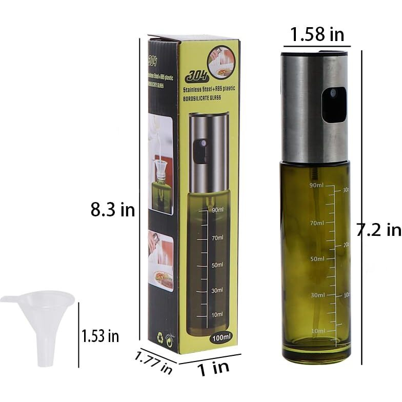 Nikkier Oil Sprayer For Cooking,100Ml Olive Oil Spritzer,Oil Sprayer For Air Fryer, Salad,Bbq,Roasting (Light Blockage)