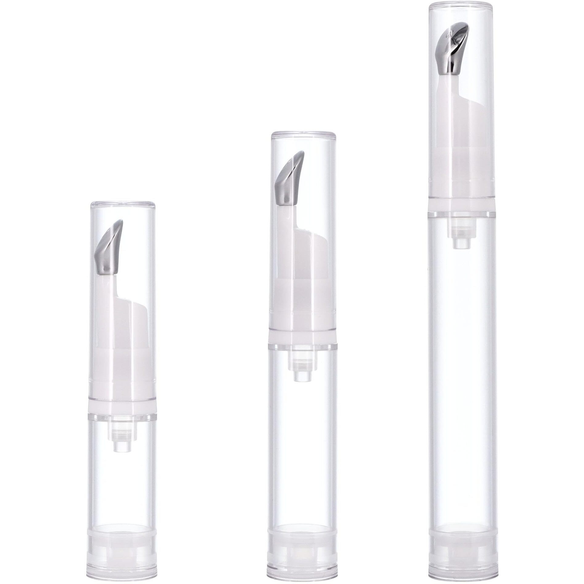 3Pcs 5/10/15Ml Eye Gel Cream Container Flat Applicator Eye Cream Lip Gloss Airless Pump Travel Bottles With Metal Massage Tip Head