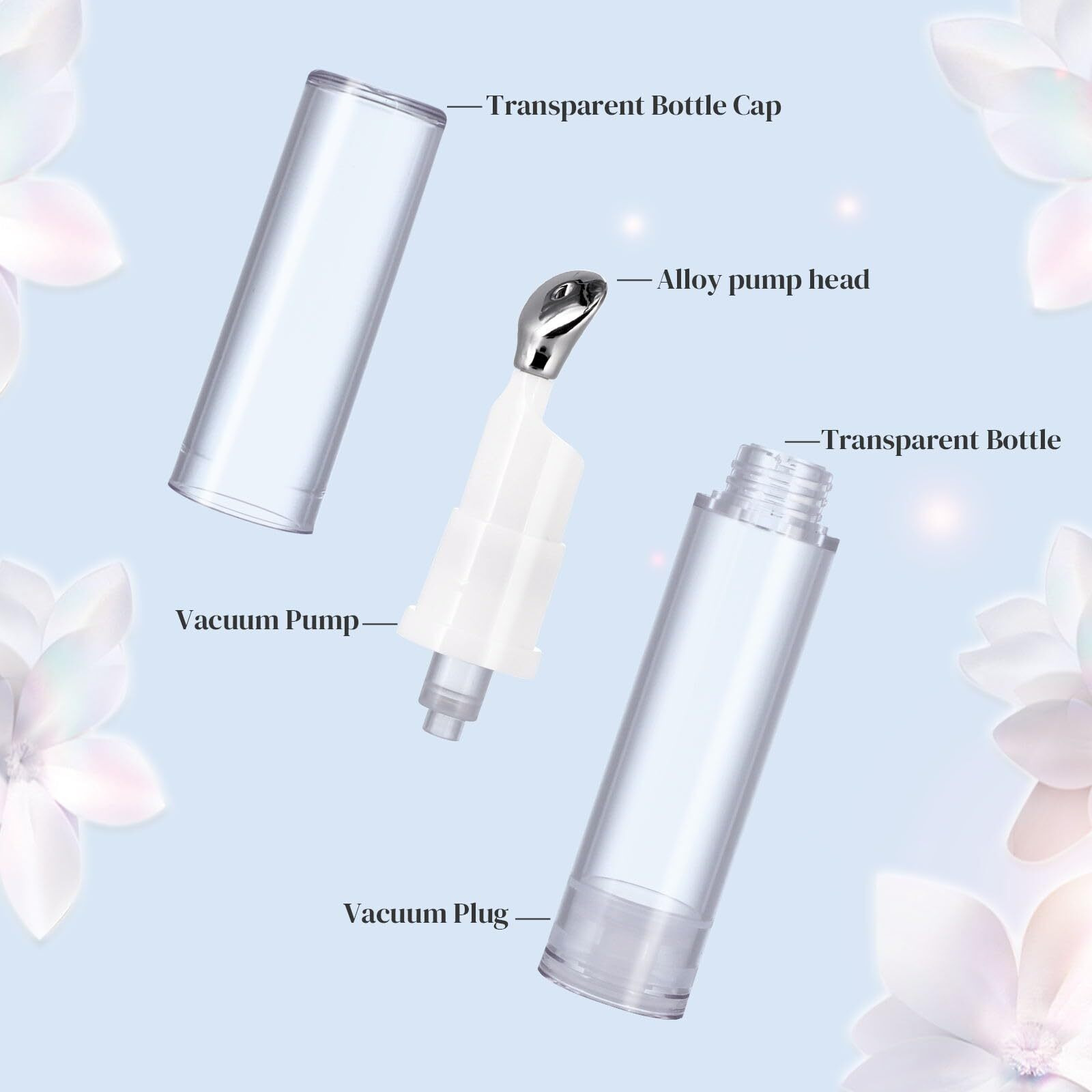 3Pcs 5/10/15Ml Eye Gel Cream Container Flat Applicator Eye Cream Lip Gloss Airless Pump Travel Bottles With Metal Massage Tip Head