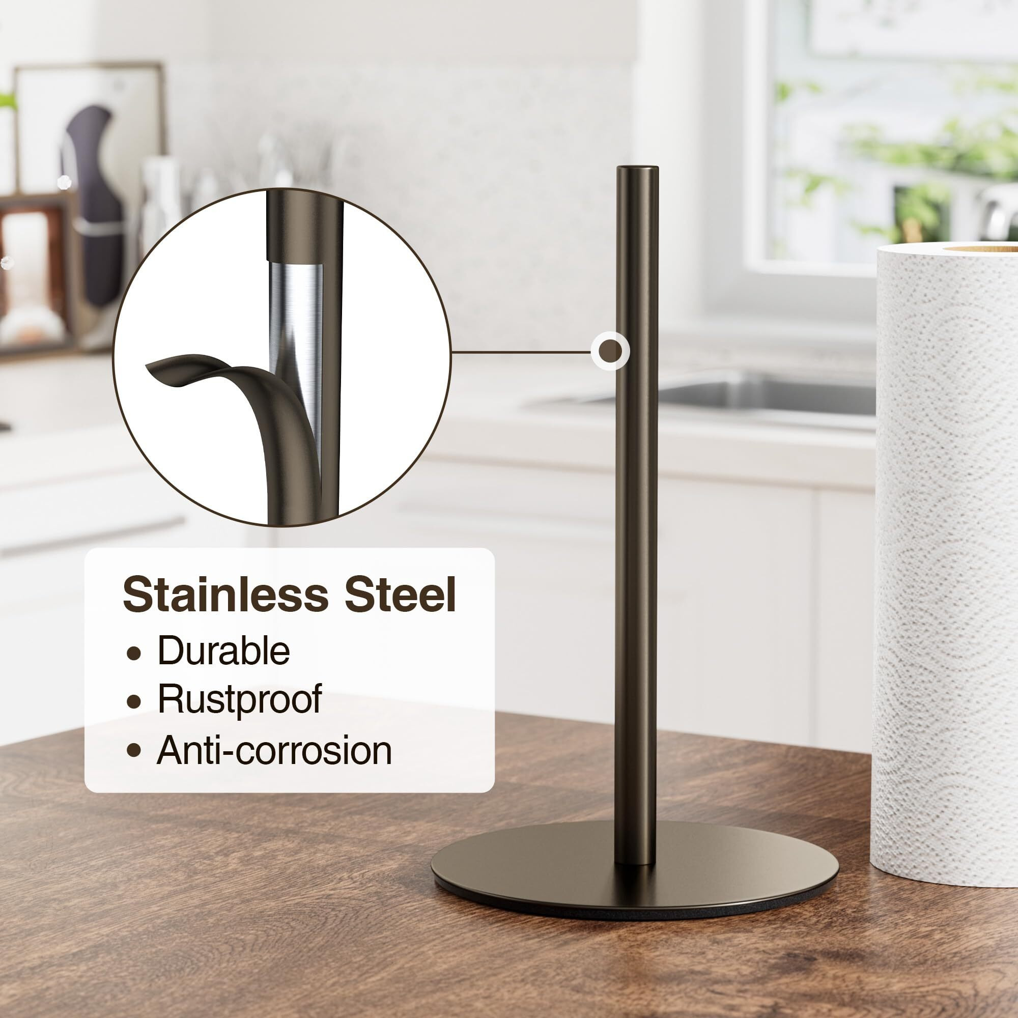 Oil-Rubbed Bronze Paper Towel Holder - Free-Standing Kitchen Roll Holder, Classic Fashion Roll Dispenser For Any Kitchen