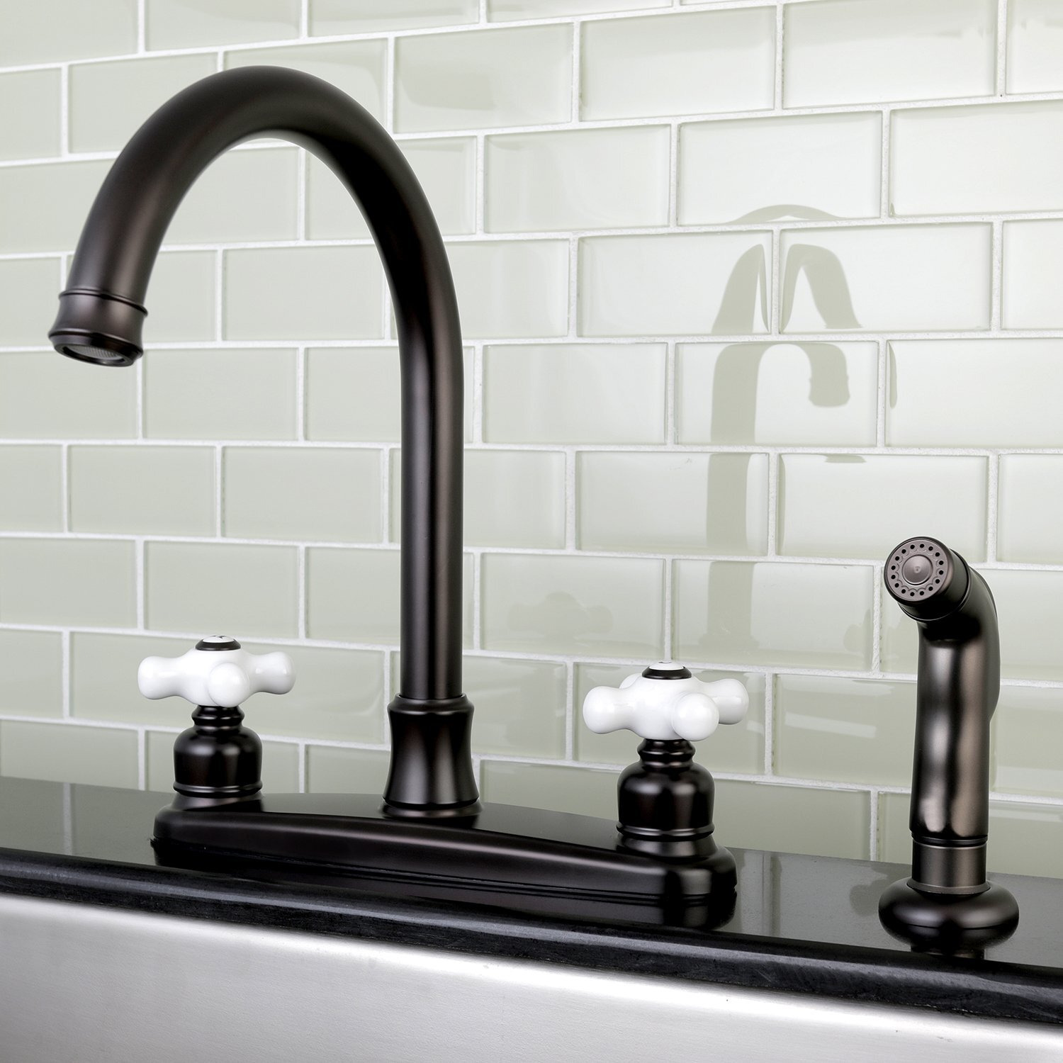 Kingston Brass Fb7795Pxsp Victorian 8-Inch Centerset Kitchen Faucet, Oil Rubbed Bronze, 10 X 8 X 12.13