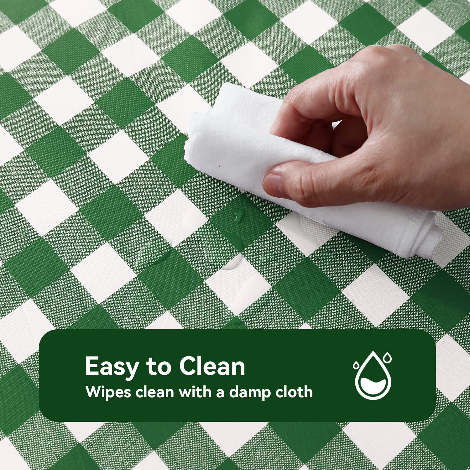 Romanstile Rectangle Vinyl Pvc Tablecloth, 100% Waterproof Buffalo Plaid Plastic Table Cloth, Oil Proof Heavy Duty Wipeable Table Covers For Dining/Camping/Picnic/Outdoor - 60 X 102, Green And White