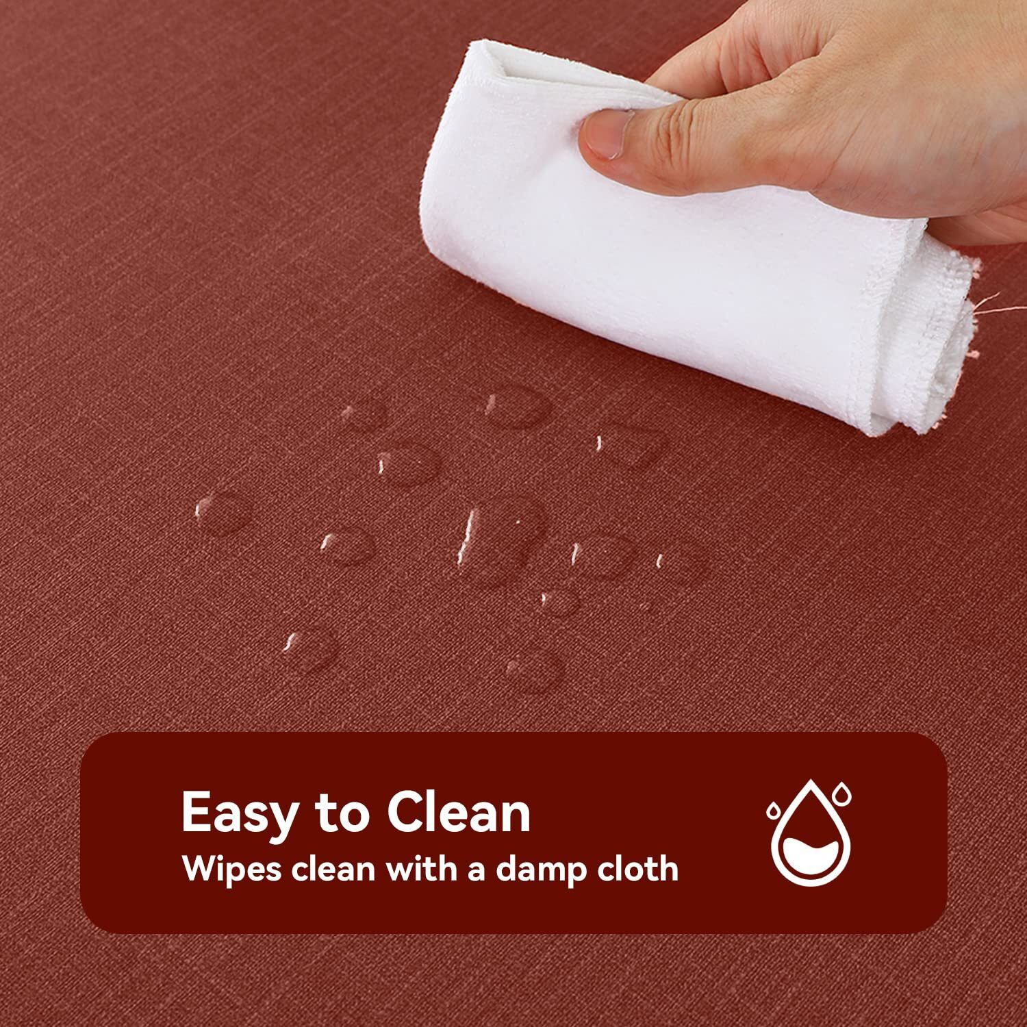 Romanstile Christmas 100% Waterproof Pvc Tablecloth, Square Oil Spill Proof Stain Resistant Vinyl Table Cloth, Wipe Clean Plastic Table Covers For Kitchen/Dining/Parties - 54 X 54 Inch, Rust Red