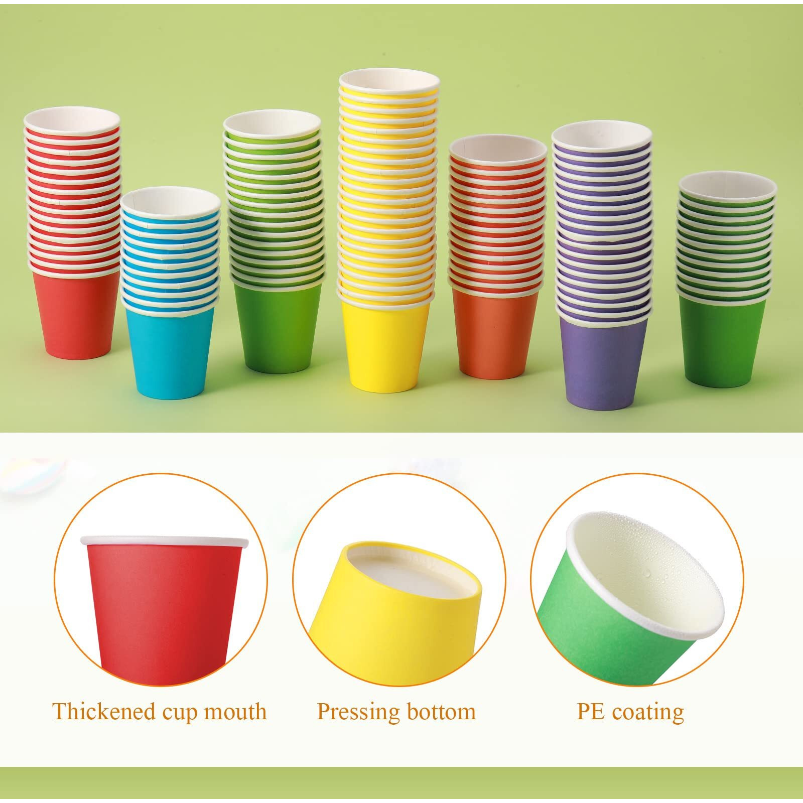 Sawysine 300 Count 3 Oz Disposable Small Paper Cups Bathroom, Mouthwash, Espresso & Snack Cups For Party, Office, Coffee, Juice & Water(Rainbow)