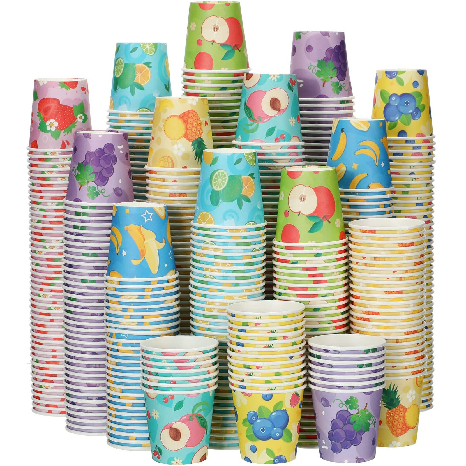 Skyley 600 Pack 3 Oz Small Paper Cups Disposable Bathroom Cups Kids Mouthwash Mini Cold Beverage Drinking Mugs For Party Home And Office Water Coolers (Fruit Style)