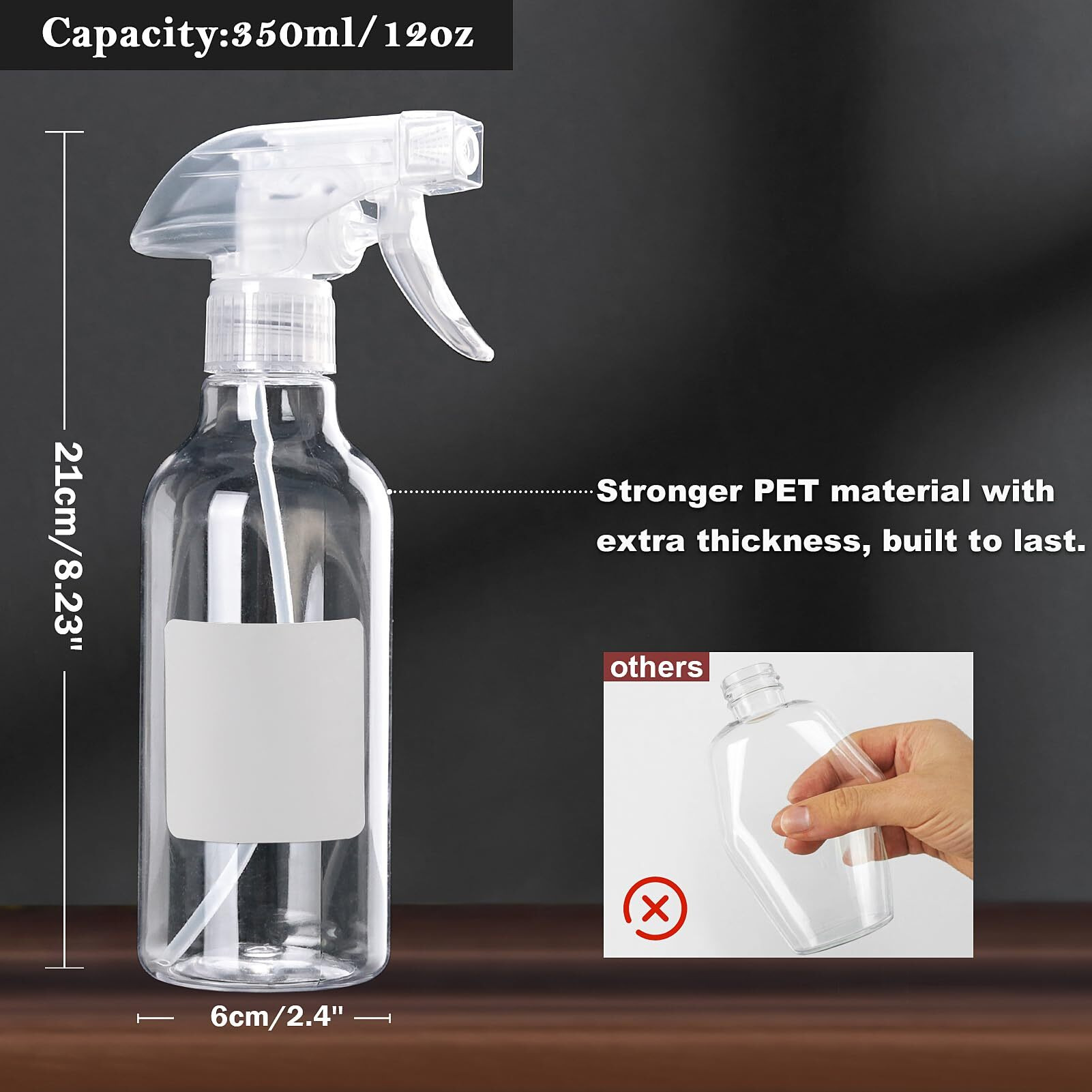 Hethyo Spray Bottles 16.9Oz 2 Pack Plastic Empty Spray Bottle For Hair Mist/Stream Spraying Heavy Duty Square Water Spray Bottles For Cleaning Solutions, Plants,Essential Oils