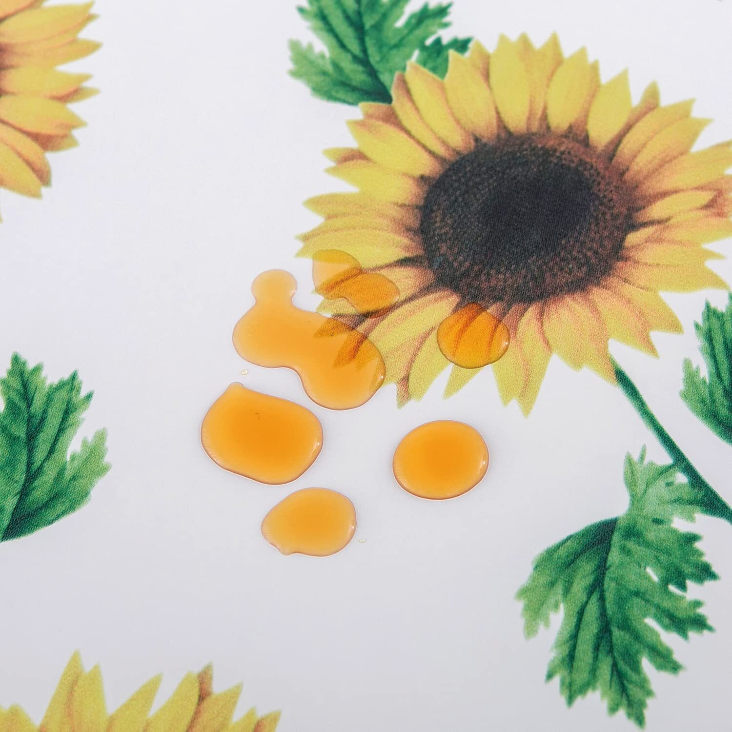 Nlmuvw Round Fitted Vinyl Tablecloth With Elastic Edge 100% Waterproof Oil Proof Super Elastic Table Cloth Wipe Clean Table Cover For Indoor And Outdoor, Sunflower, 37""- 54""