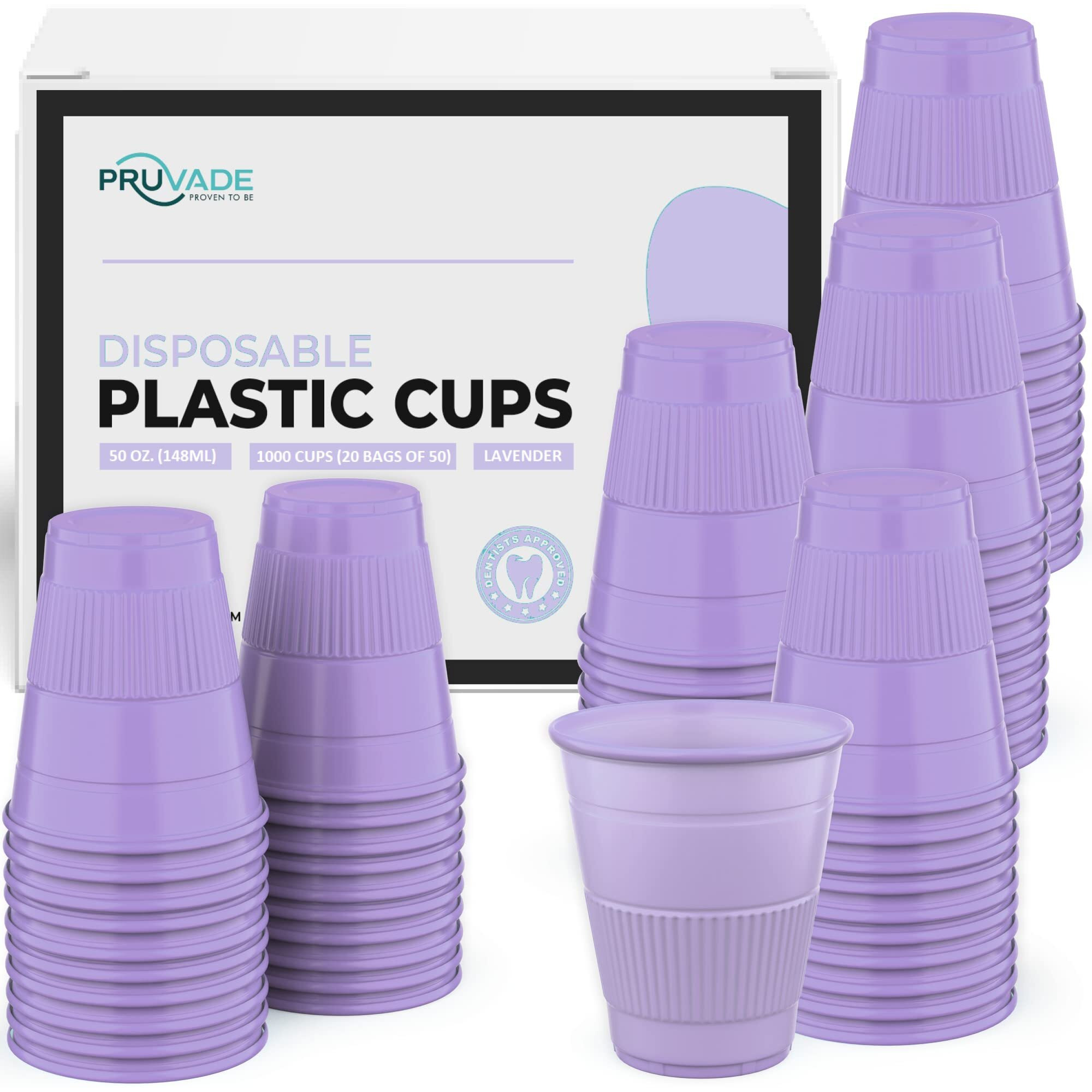 Pruvade Disposable Dental Cups |1000 Pack| 5 Oz Purple Plastic Cups Disposable, Plastic Bathroom Cups, Disposable Cups Small, For Medicine, Water, Mouth Rinse Cup, Mouthwash Cups, Plastic Cups- Purple