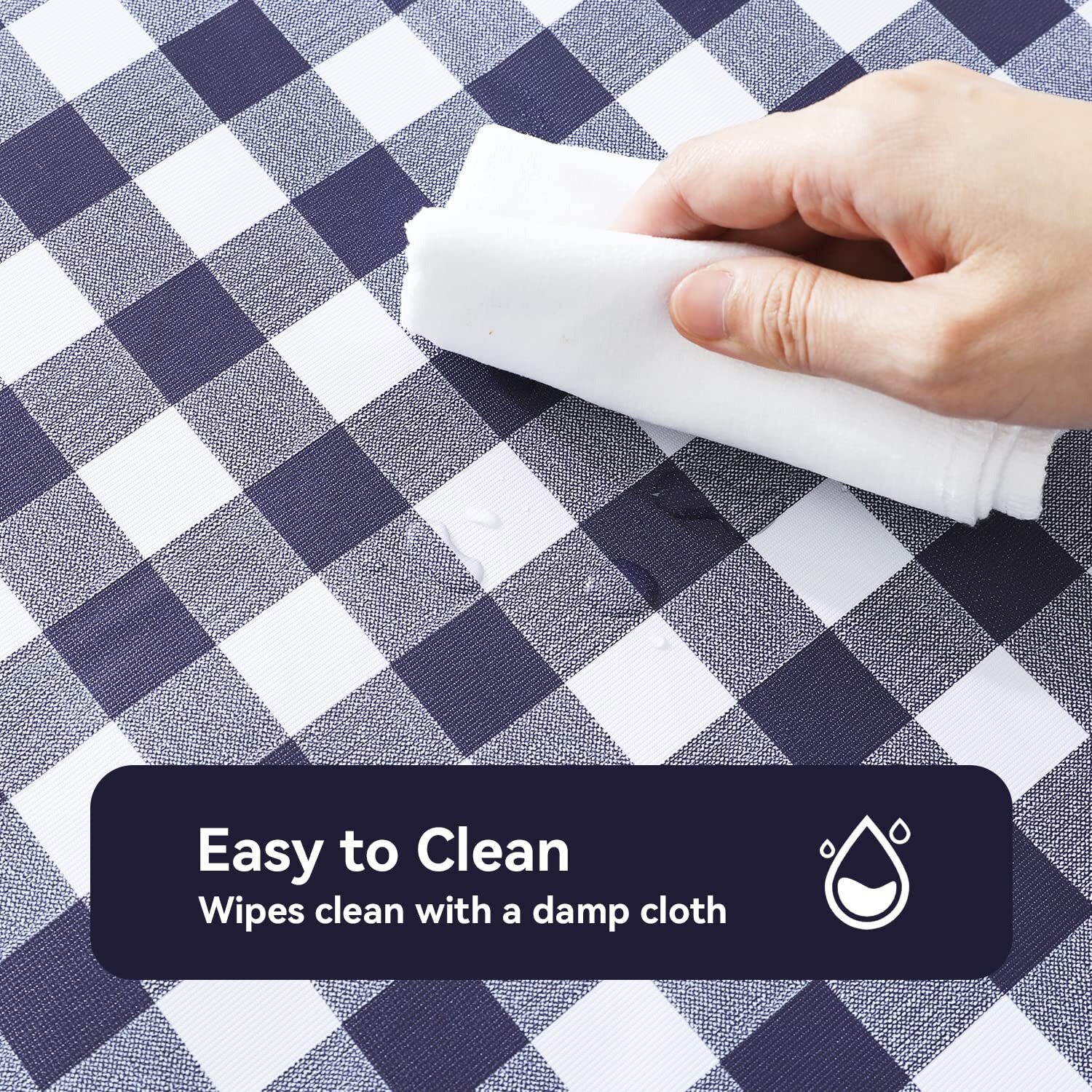 Romanstile Rectangle Vinyl Pvc Tablecloth, 100% Waterproof Buffalo Plaid Plastic Table Cloth, Oil Proof Heavy Duty Wipeable Table Covers For Dining/Camping/Picnic/Outdoor - 60 X 120, Navy Blue