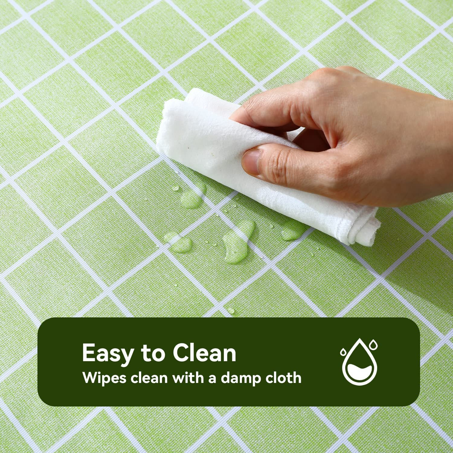 Romanstile Rectangle Plastic Tablecloth, 100% Waterproof Oil-Proof Checkered Pvc Table Cloths, Heavy Duty Vinyl Table Covers For Dining, Camping, Picnic, Outdoor - 60 X 84 Inch, Green