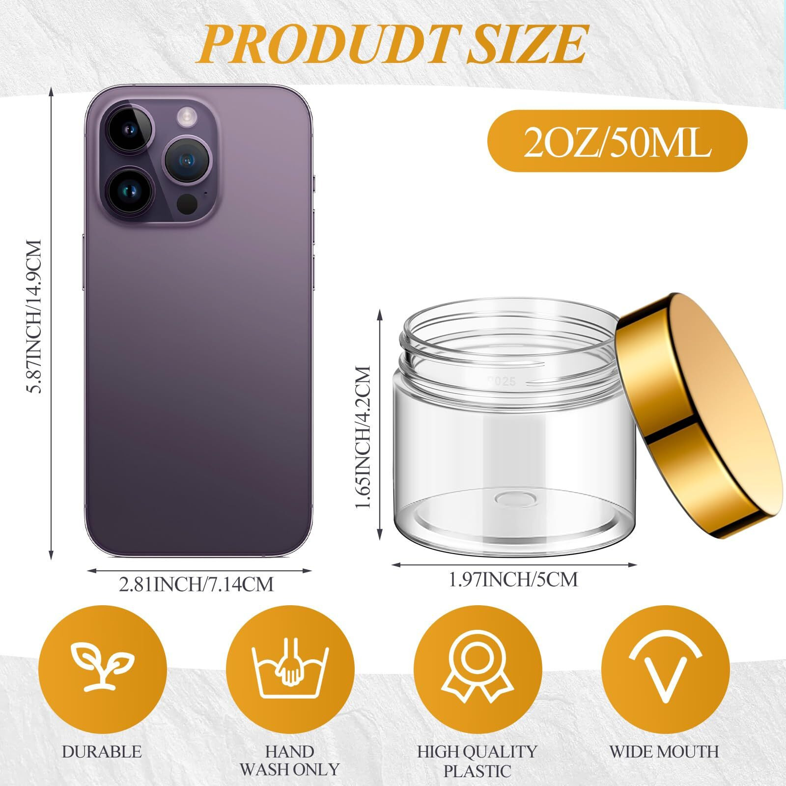 Satinior 36 Pieces Plastic Jars With Lids Round Leak Proof Airtight Container Cosmetic Small Empty Jars For Lotions Ointments Travel Toiletries Creams Make Up Storage(2 Oz,Gold)