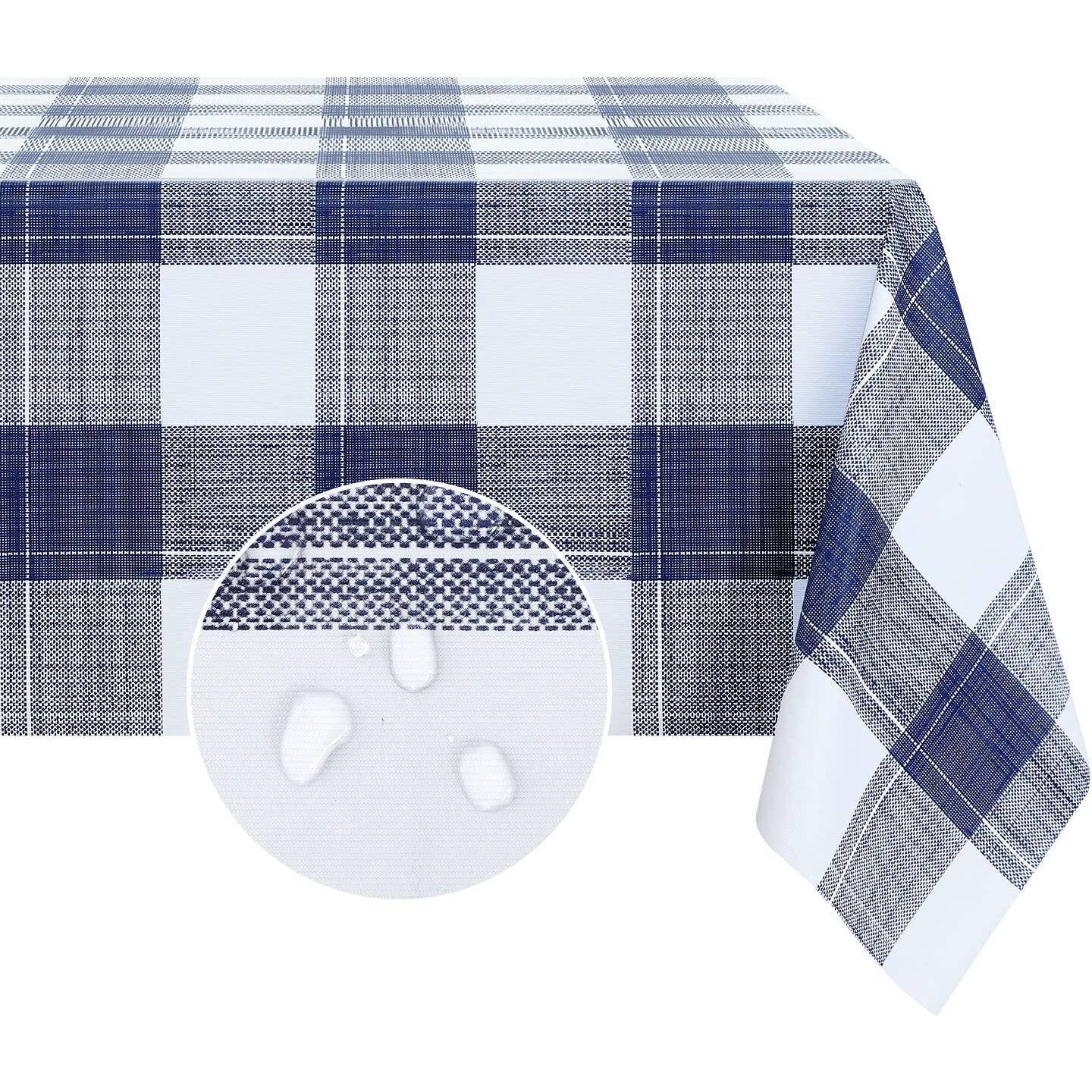 Romanstile Rectangle Plastic Tablecloth, 100% Waterproof Oil-Proof Checkered Pvc Table Cloths, Heavy Duty Vinyl Table Covers For Dining, Camping, Picnic, Outdoor - 60 X 120 Inch, Blue Checkered