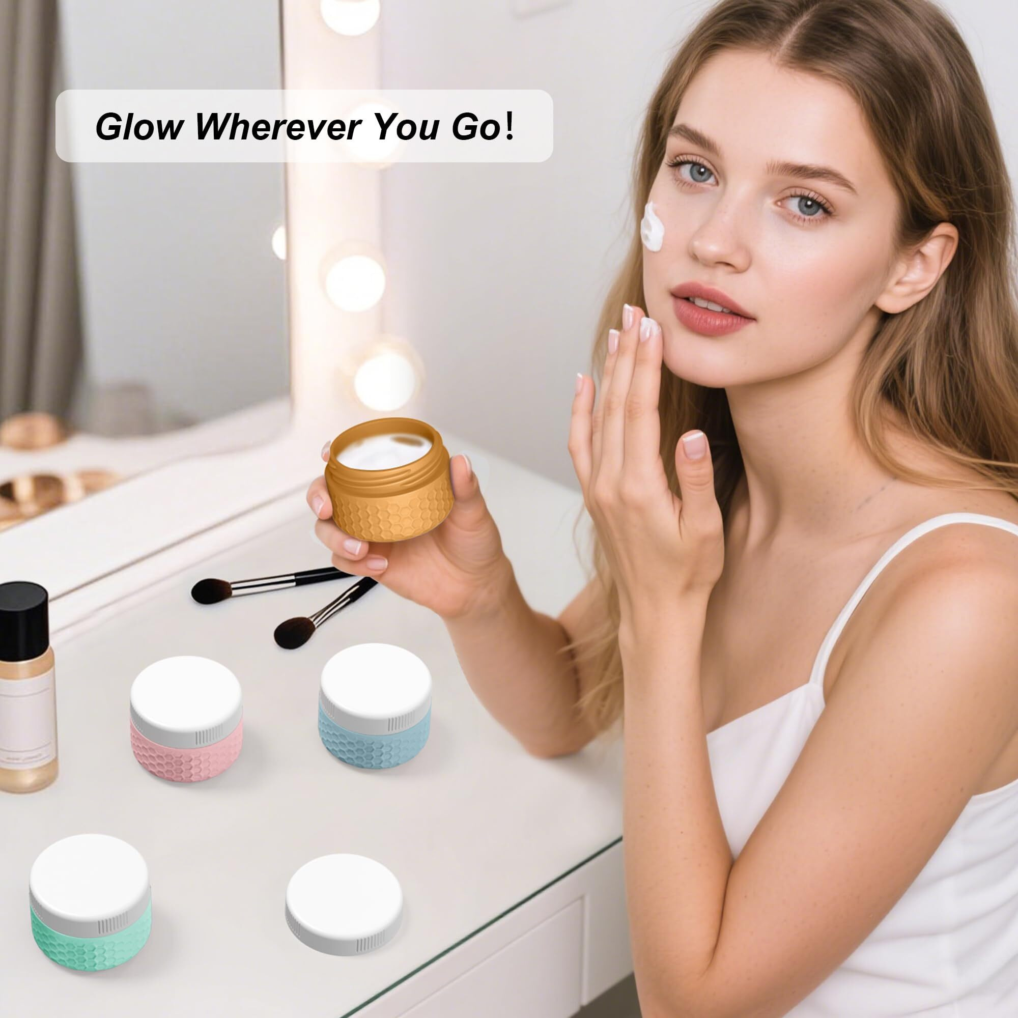 Travel Containers For Toiletries, Portable Size Containers, Tsa Approved Travel Size Toiletries, Silicone Cream Jars, Leak-Proof Skincare Essentials For Cream Lotions (Colorful)