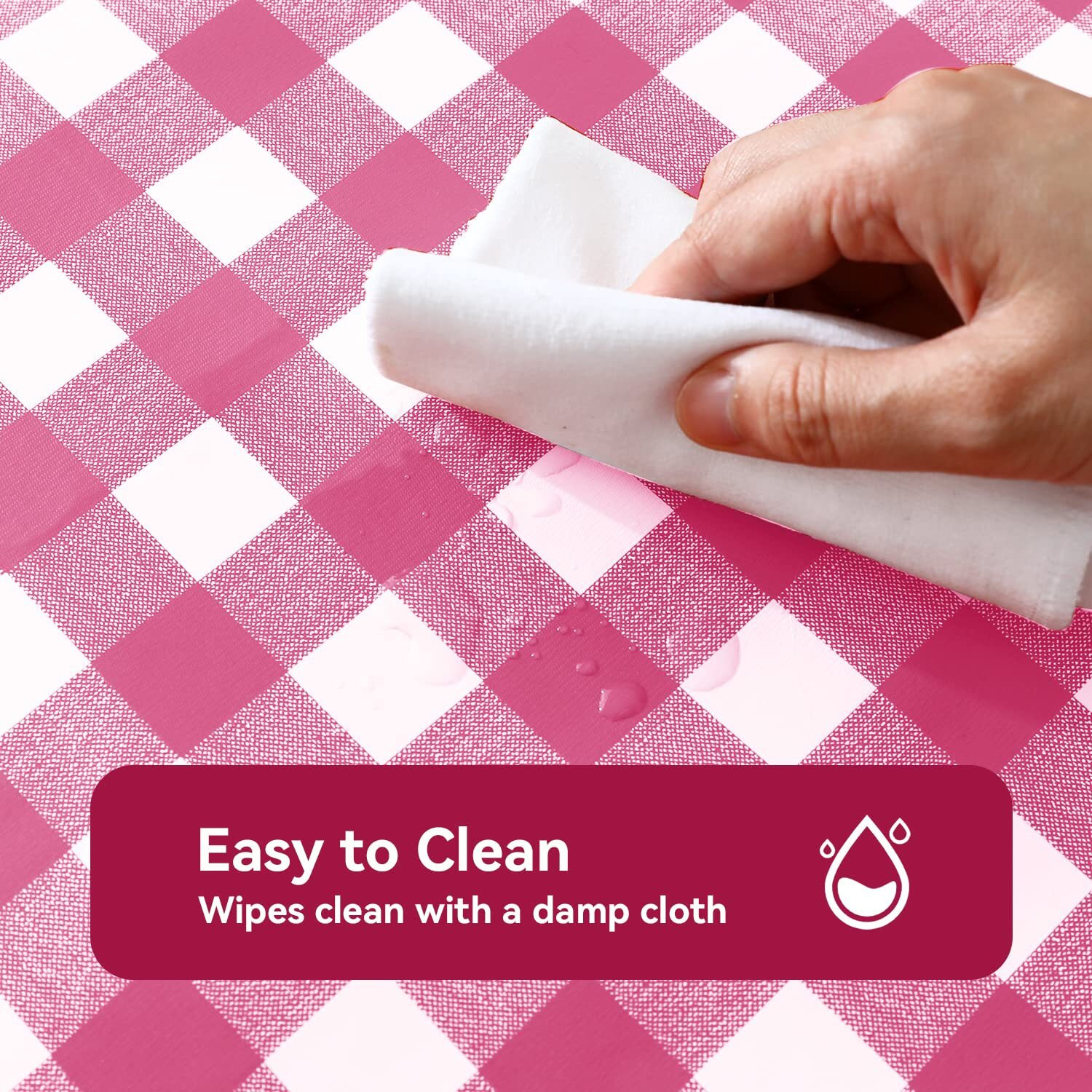 Romanstile Rectangle Vinyl Pvc Tablecloth, 100% Waterproof Buffalo Plaid Plastic Table Cloth, Oil Proof Heavy Duty Wipeable Table Covers For Dining/Camping/Picnic/Outdoor - 54 X 120, Pink White