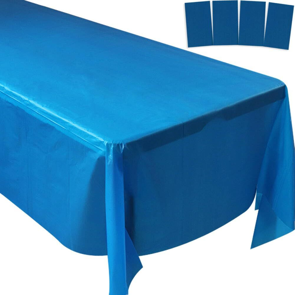 4 Pcs Plastic Tablecloths Disposable Plastic Table Covers Table Cloths Bbq Picnic Birthday Wedding Parties Waterproof Tablecloth Oil-Proof Table Cloth Light Weight Dark Blue Table Cover 54 X 108 In