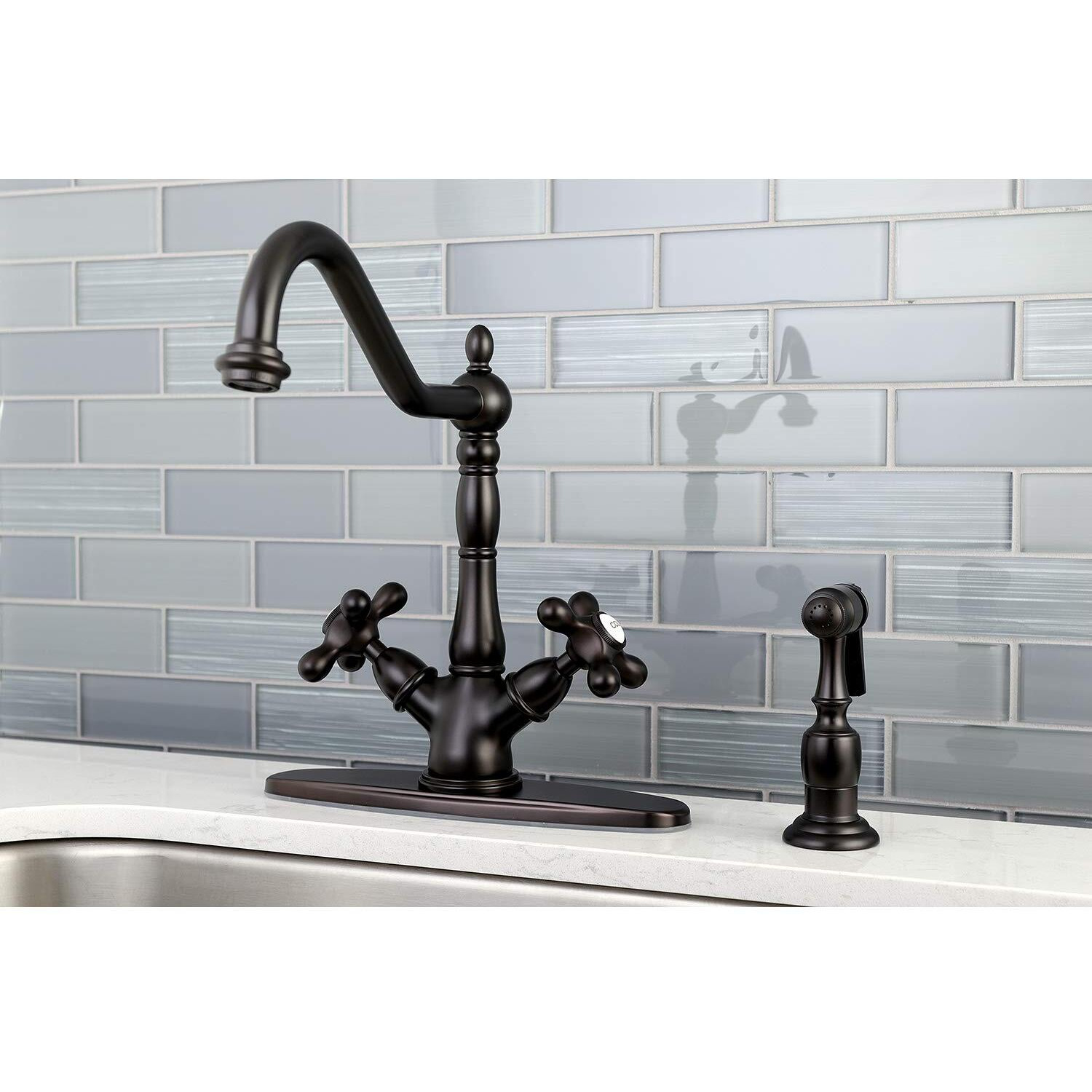 Kingston Brass Ks1235Axbs Heritage Kitchen Faucet, 8-1/2"", Oil Rubbed Bronze