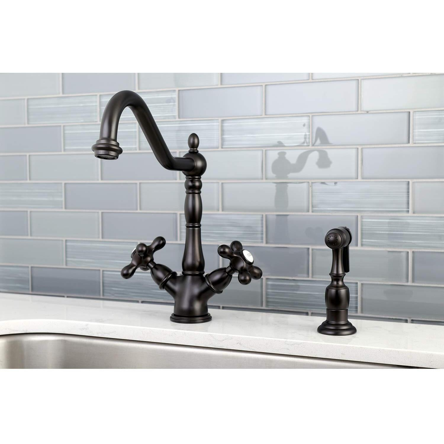 Kingston Brass Ks1235Axbs Heritage Kitchen Faucet, 8-1/2"", Oil Rubbed Bronze