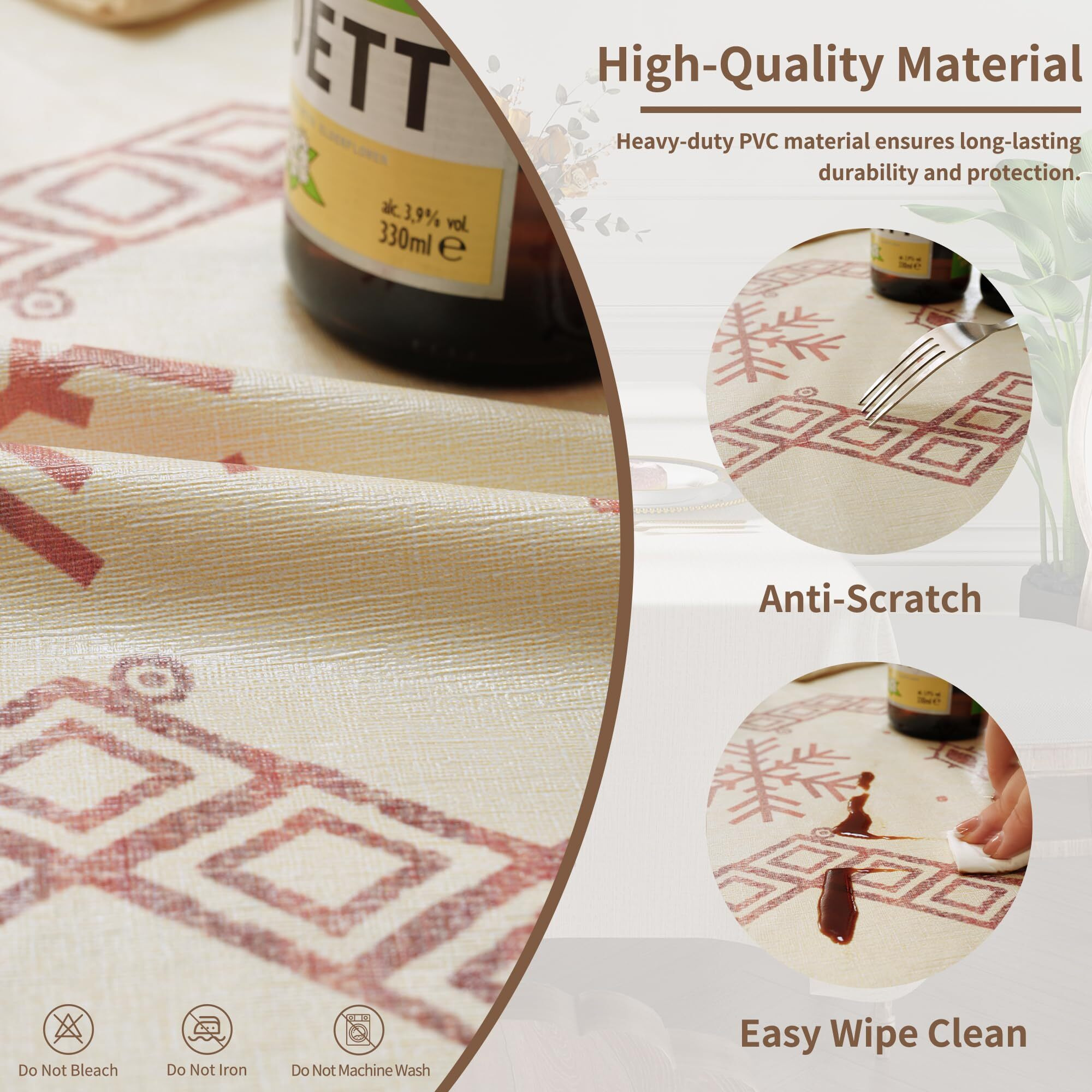 Homoheini Rectangle Table Cloth,100% Waterproof Tablecloth Oil Proof Spill Proof Vinyl Table Cloth, Wipe Clean Plastic Table Cover For Dining, Camping, Indoor And Outdoor 54"" X 78"",Snowflake