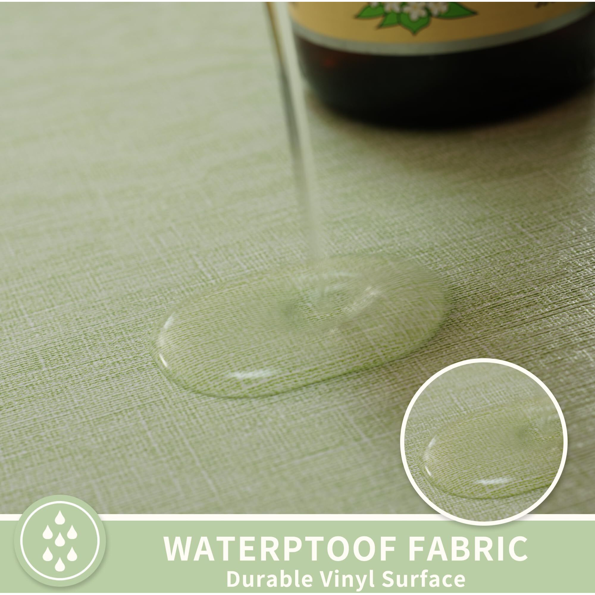 Homoheini Rectangle Table Cloth,100% Waterproof Tablecloth Oil Proof Spill Proof Vinyl Table Cloth, Wipe Clean Plastic Table Cover For Dining, Camping, Indoor And Outdoor 54"" X 120"",Green