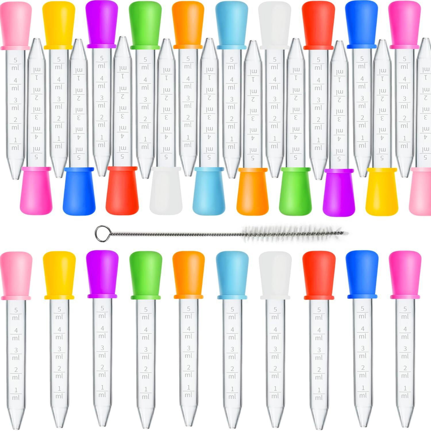 Liquid Droppers, 30 Pcs 5Ml Medicine Droppers For Kids, Silicone Pipettes Dropper With 1 Clean Brush, Small Plastic Eye Dropper For Kids Medicine, Candy Mold, Gummy Bear, Gelatin, Oil, Crafts