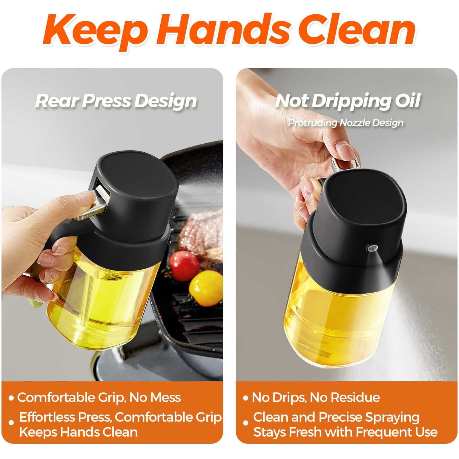 Yarramate Mini Oil Sprayer For Cooking, 6.8 Oz/ 200 Ml Premium Oil Spray Bottle For Kitchen, Food-Grade Olive Oil Sprayer, Portable Oil Mister For Air Fryer, Kitchen, Outdoor Bbq And Camping (Black)