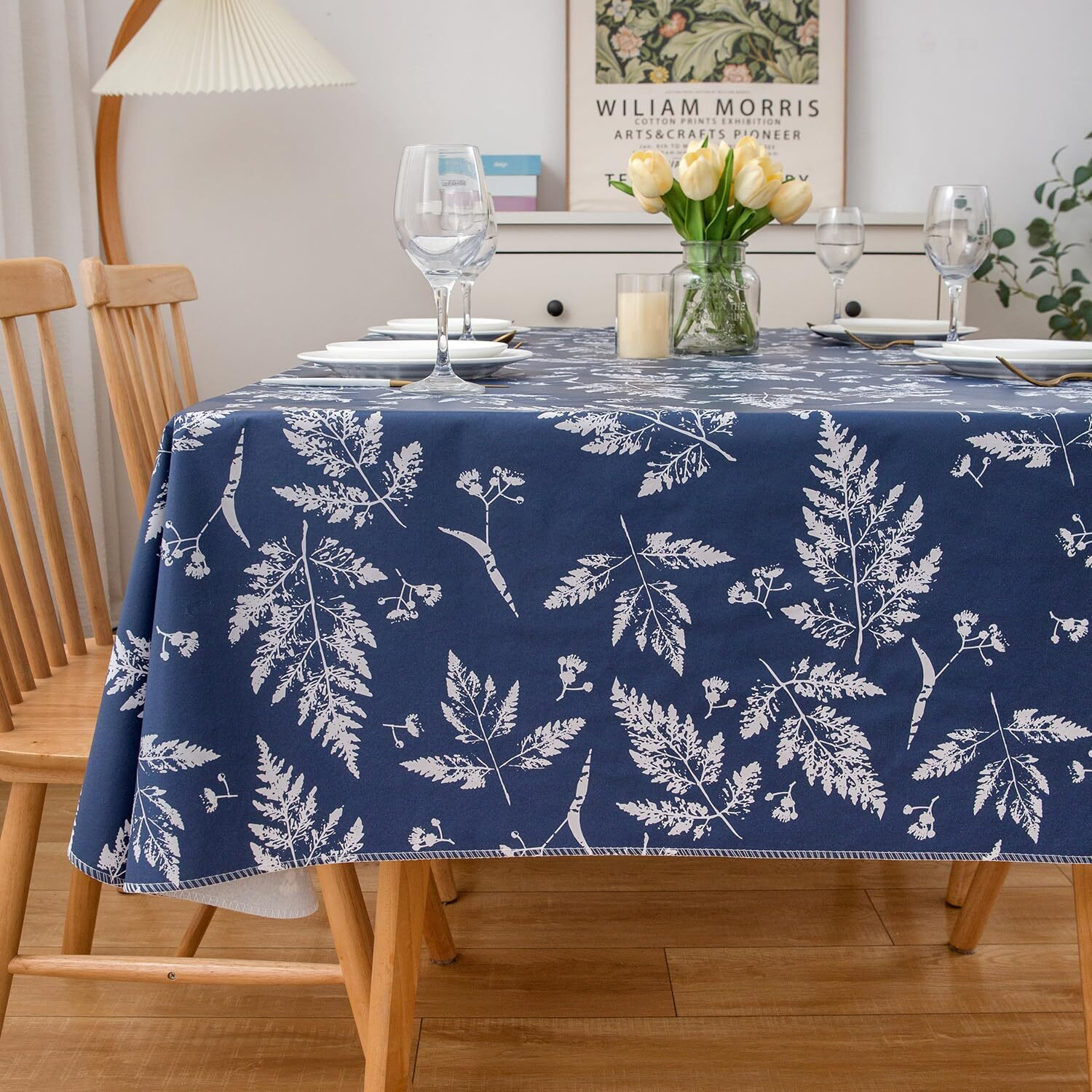 Pioggia Vinyl Tablecloth With Flannel Backed Waterproof Oil-Proof Pvc Table Cloth Stain-Resistant Wipeable Easy Care Table Cover For Indoor And Outdoor (Blue, 60 X 60 Inch Square)