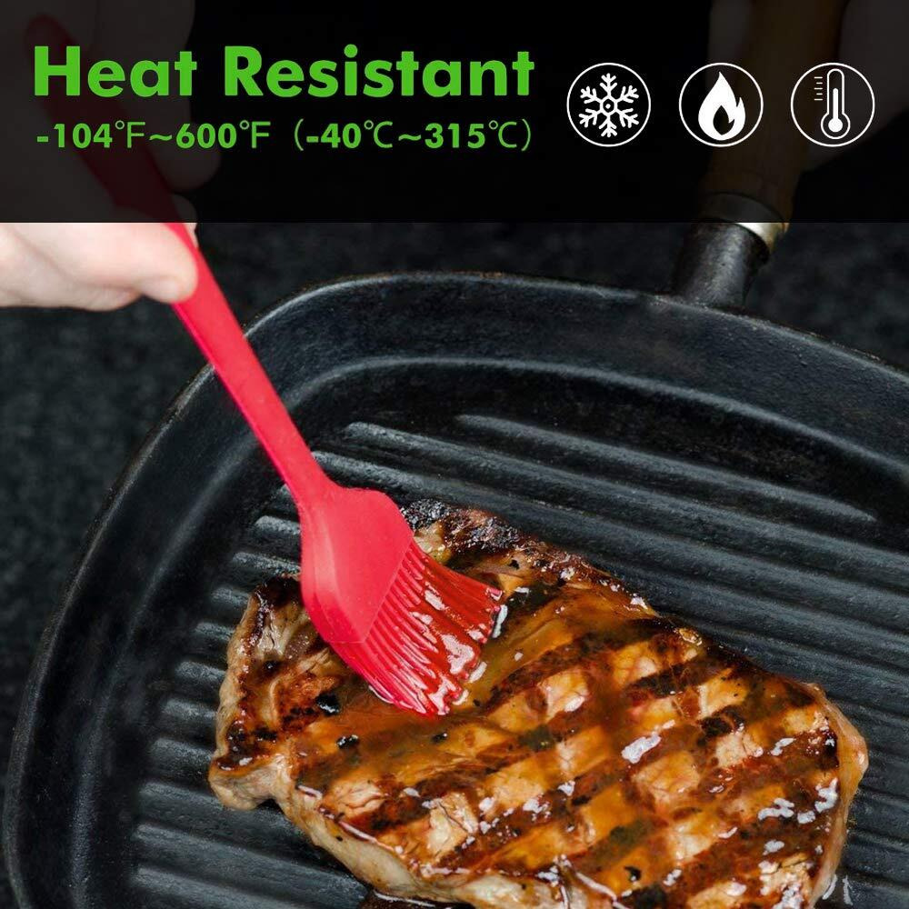 Surdoca Silicone Pastry Basting Brush - 2Pcs 10 + 8 In Heat Resistant Brush For Baking Cooking Food, Bpa Free Kitchen Brush For Sauce Butter Oil, Stainless Steel Core Design For Barbecue Bbq Grilling